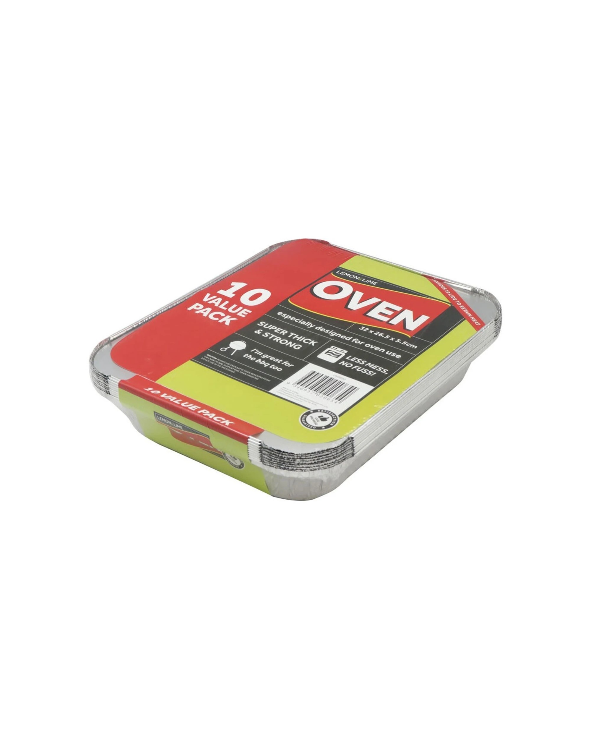 1 10pc Lemon & Lime 32cm Aluminium Bbq Foil Tray Food Containers W/ Lid Silver
 - Silver, 1 of 3