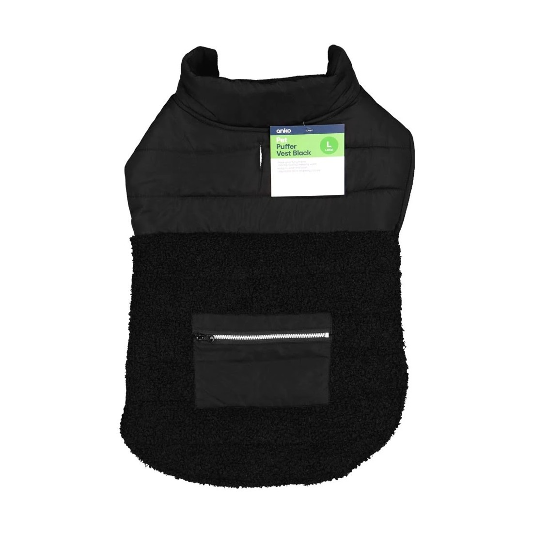 10 Pet Puffer Vest - Large, Black, 10 of 10