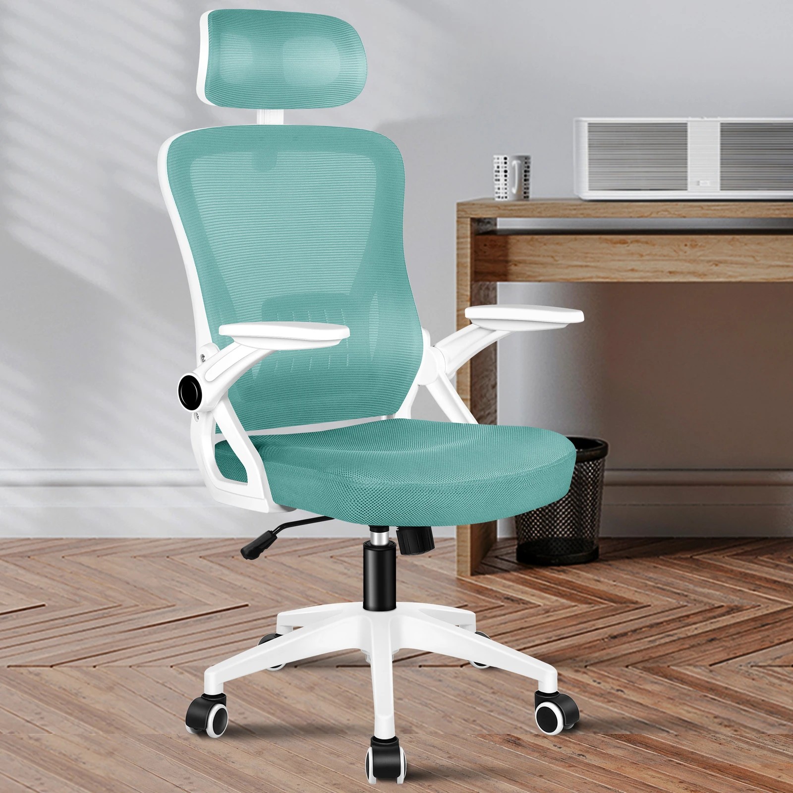 10 Alfordson Mesh Office Chair Executive Fabric Seat Tilt Gaming Racing Computer - Green, 10 of 10