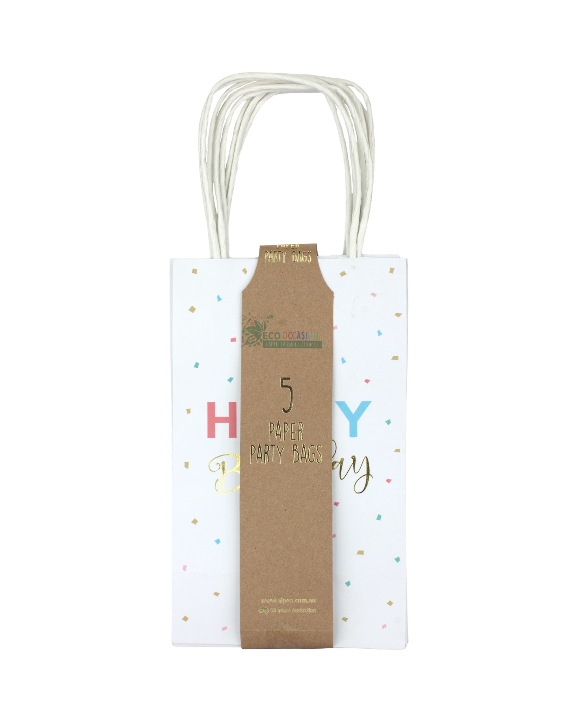 2 Alpen Happy Birthday Confetti Paper Gift Bags 21.5cm Pack of 5 - Multi, 2 of 3