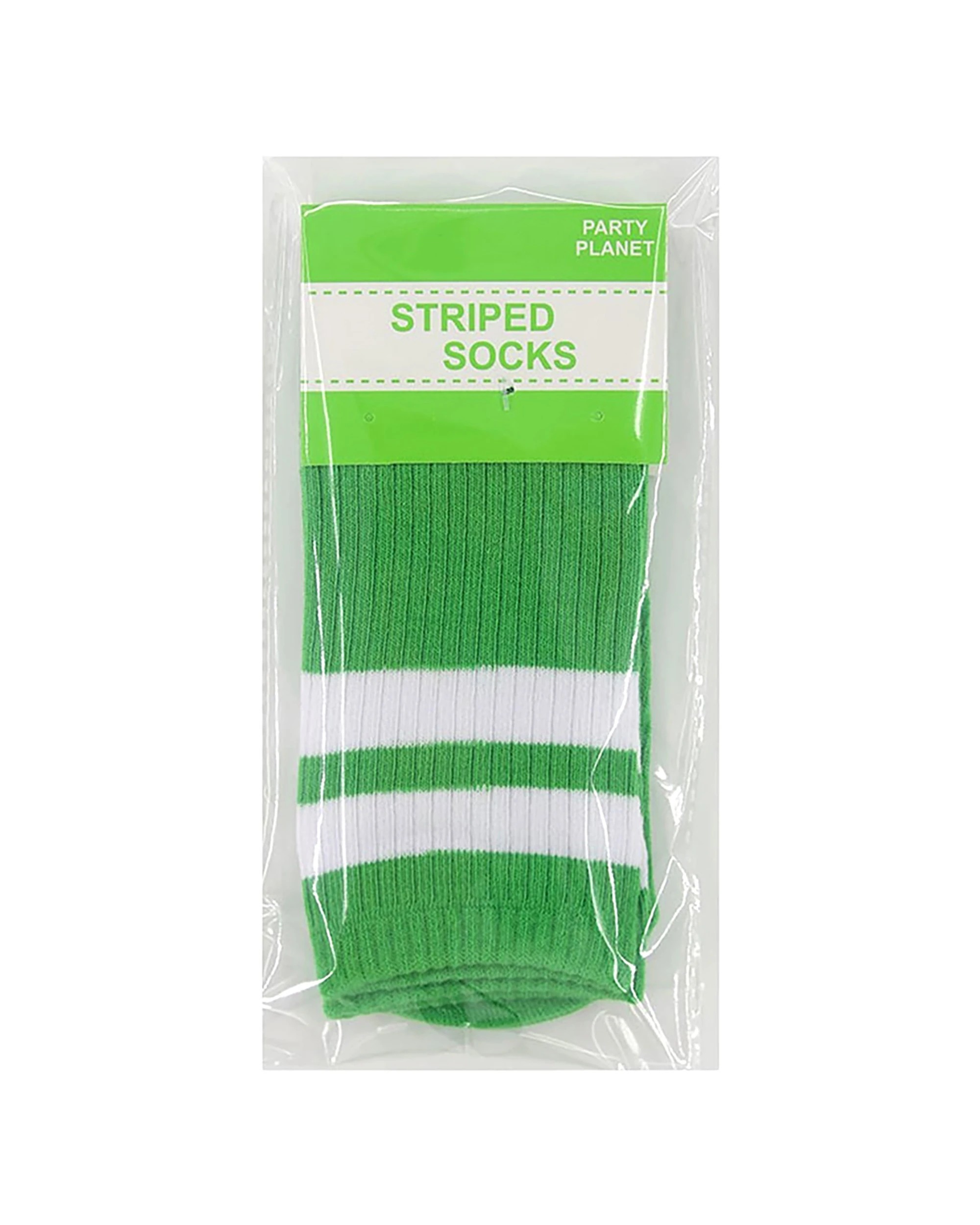 2 Party Planet Striped Crew Socks 1 Pair - Green, 2 of 2
