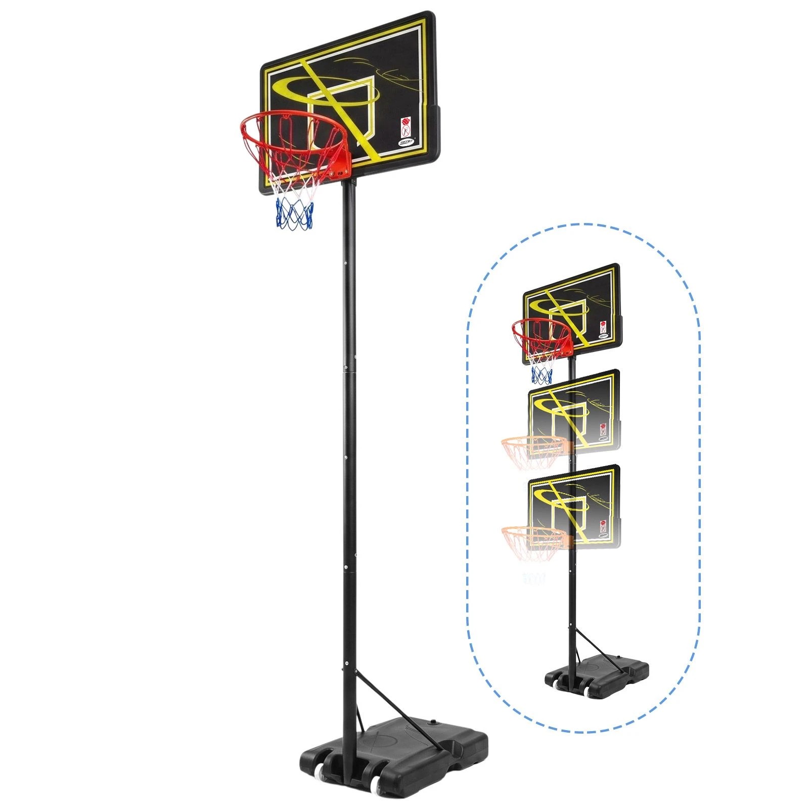 6 Genki Portable Basketball Hoop Stand 1.5-3.05m Adjustable Height System with Backboard Net, 6 of 7
