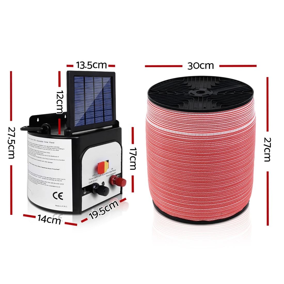 3 Giantz Fence Energiser 8KM Solar Powered Electric 1200M Poly Tape - Multi, 3 of 7