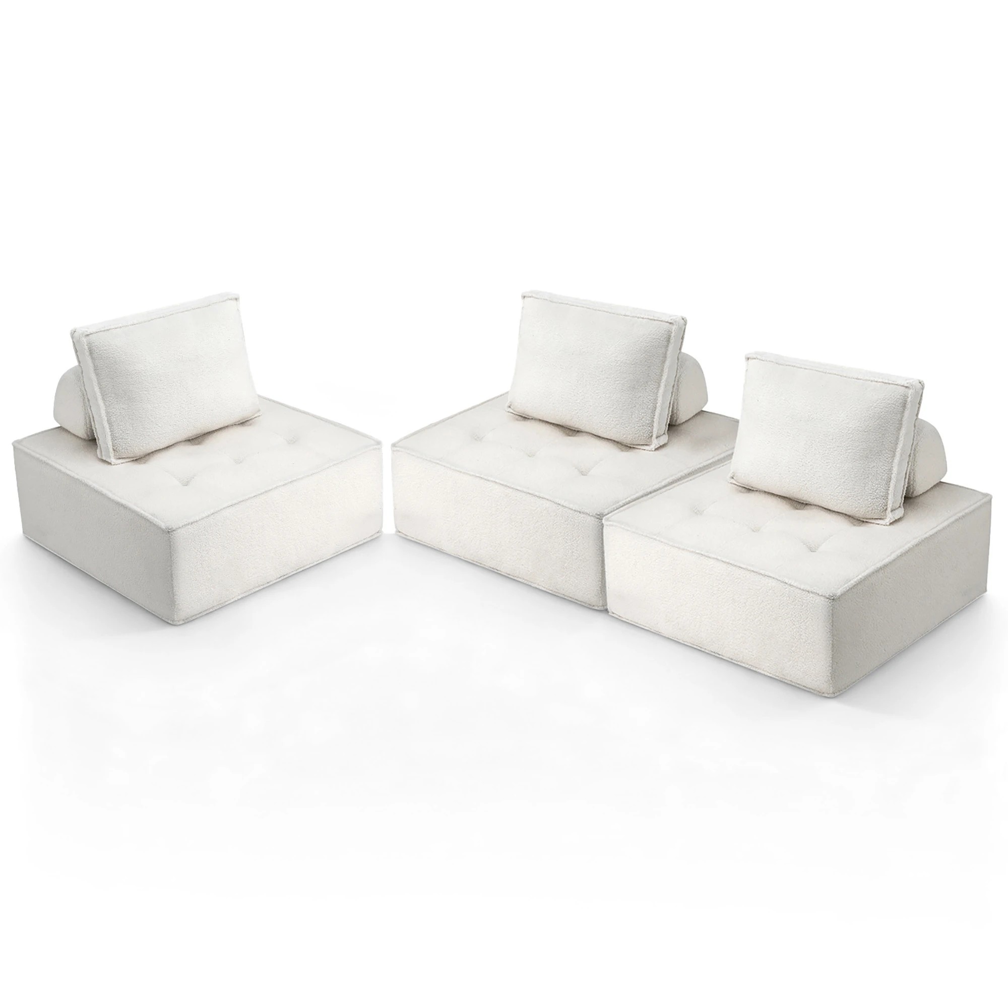 1 Artiss 3 Floor Sofa Lounge Chair with Pillow - White, 1 of 8
