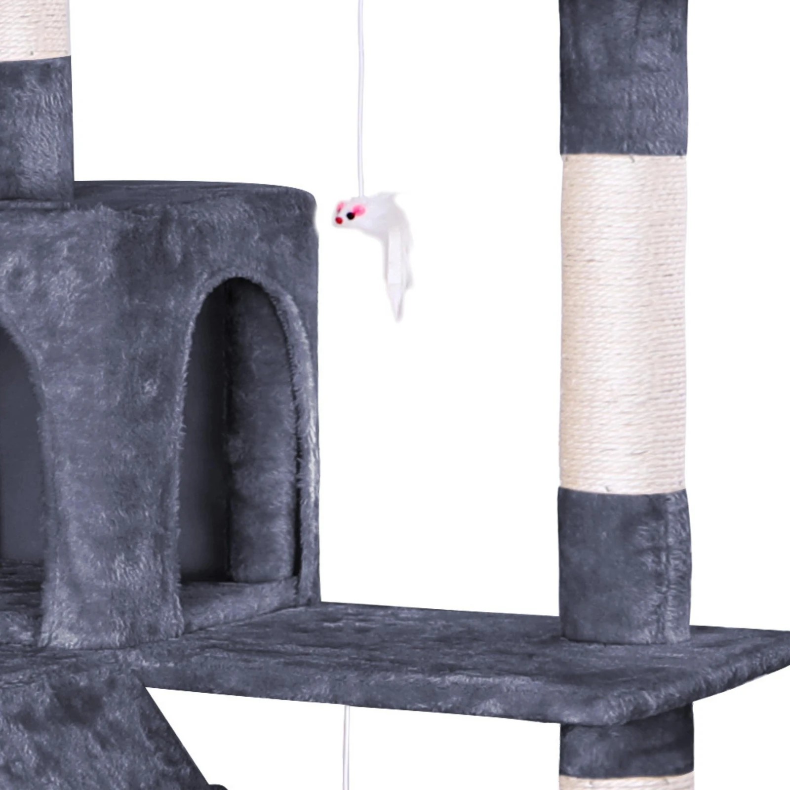 2 Beastie Cat Tree Scratching Post Scratcher Tower Condo House Furniture Wood 180CM - Grey, 2 of 6