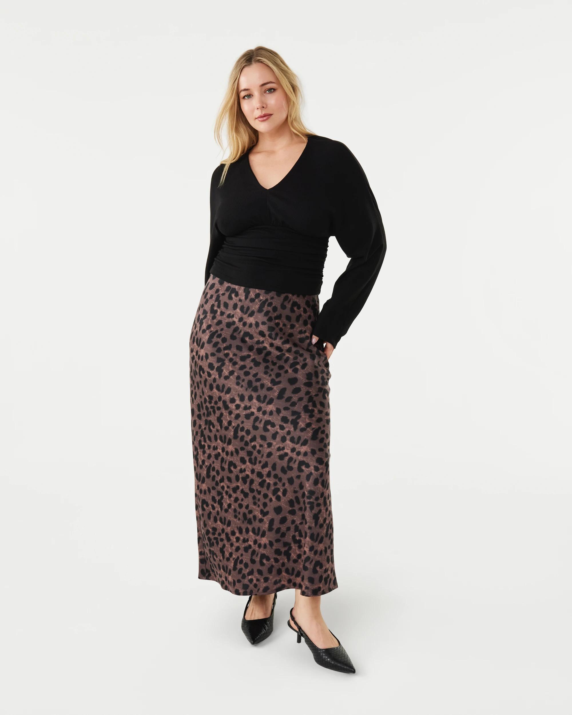 2 Satin Slip Skirt Choc Leo, 2 of 7