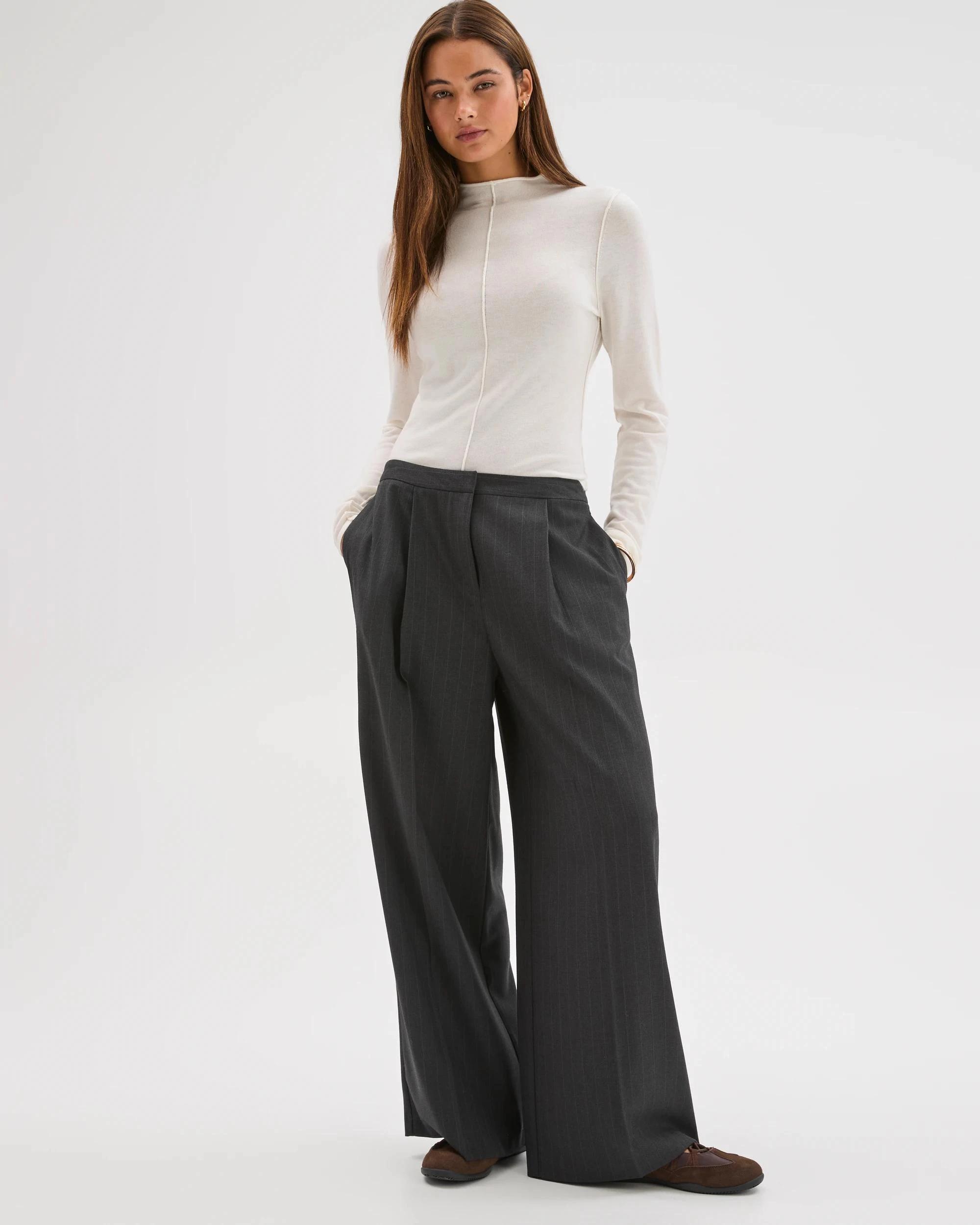 3 Lily Loves Wide Leg Tailored Pants CHARCOAL, 3 of 7