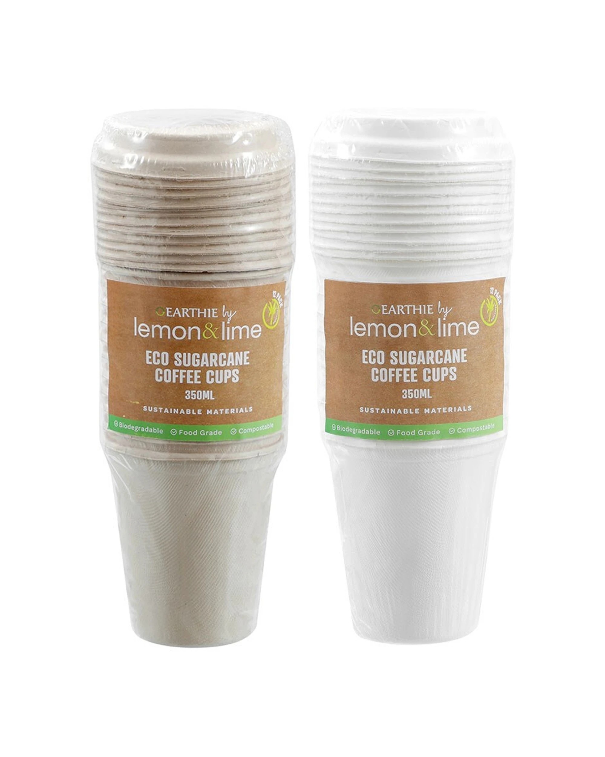 5 12pk Lemon & Lime 350ml Eco Sugarcane Coffee Cup W/ Lid Sip Mug - Assorted, 5 of 5