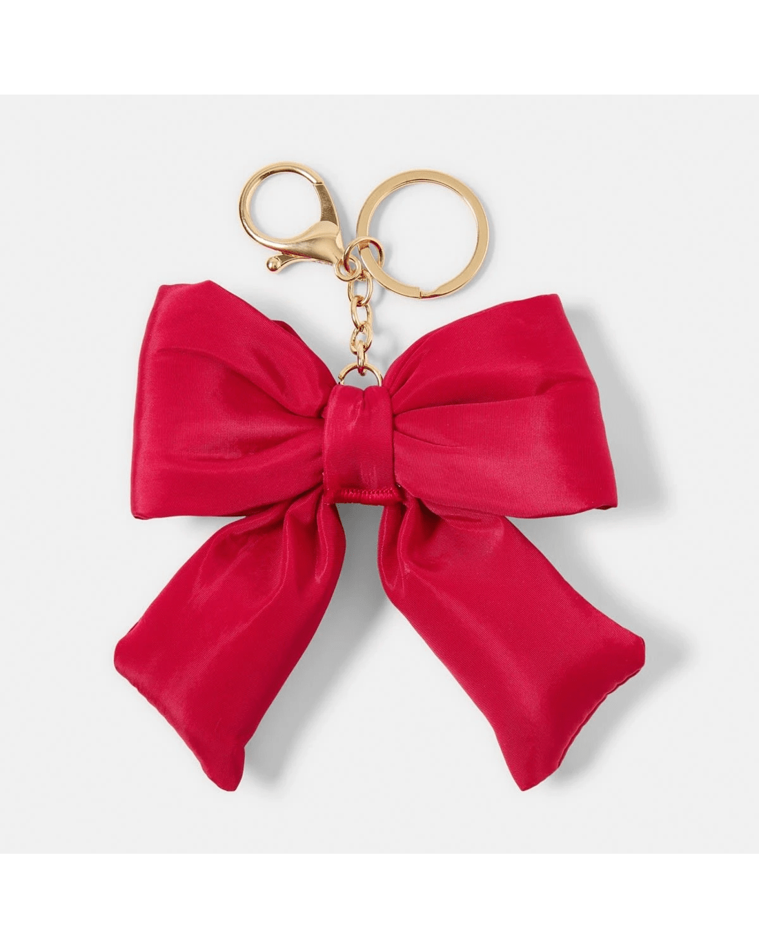 1 Puffy Bow Keyring - Gold Tone and Red, 1 of 3
