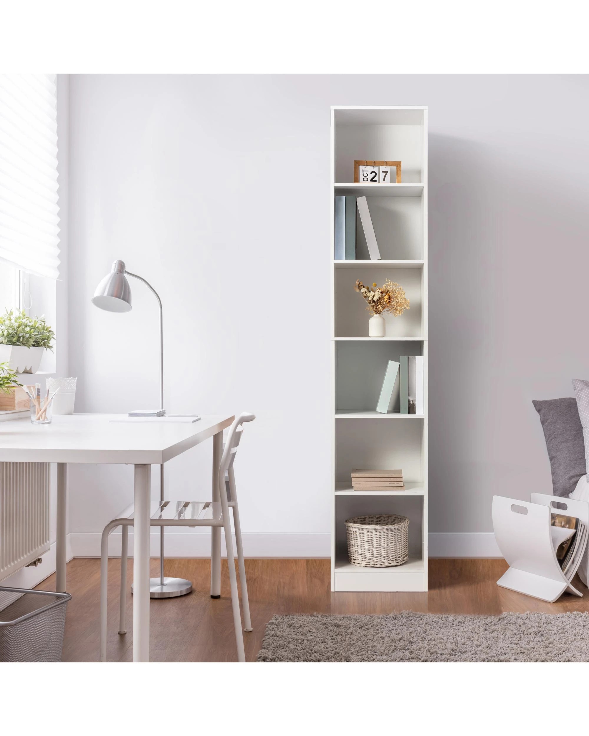 3 Kodu Bookshelf 6 Tier Bookcase Shelving Unit 40cm - White, 3 of 8