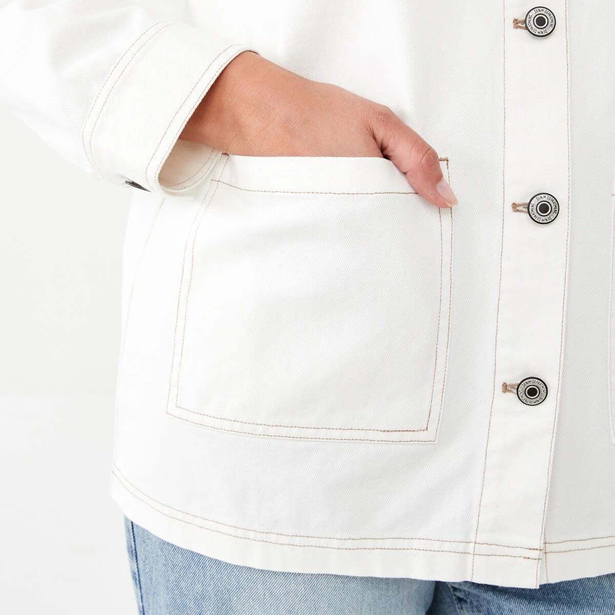 9 Denim Utility Shacket Ecru, 9 of 10