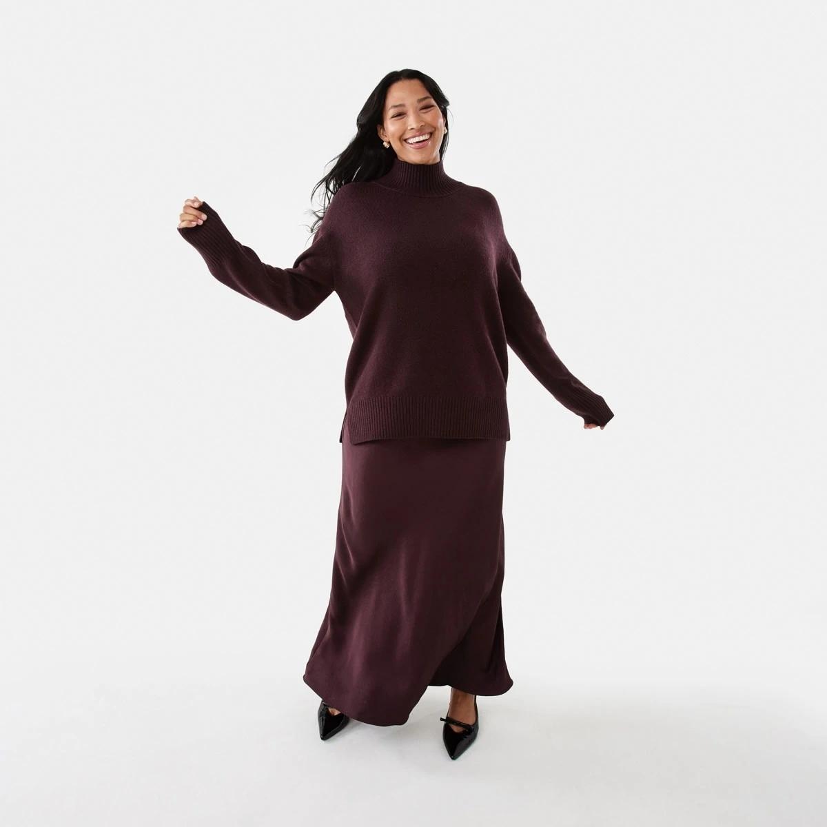2 Funnel Split Hem Jumper Mulberry, 2 of 8