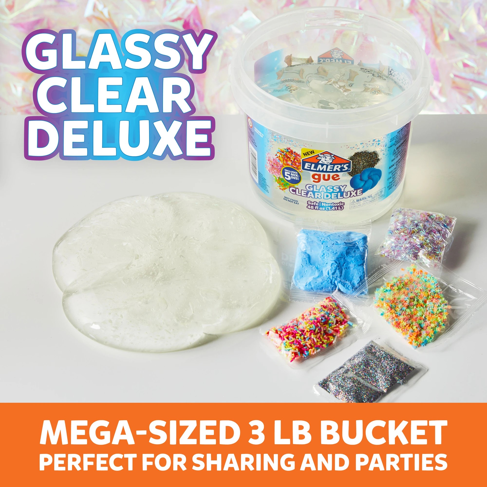 4 Elmer's Gue Premade Slime Mix-ins, 1.41 L Bucket - Clear Glassy
 - White, 4 of 6