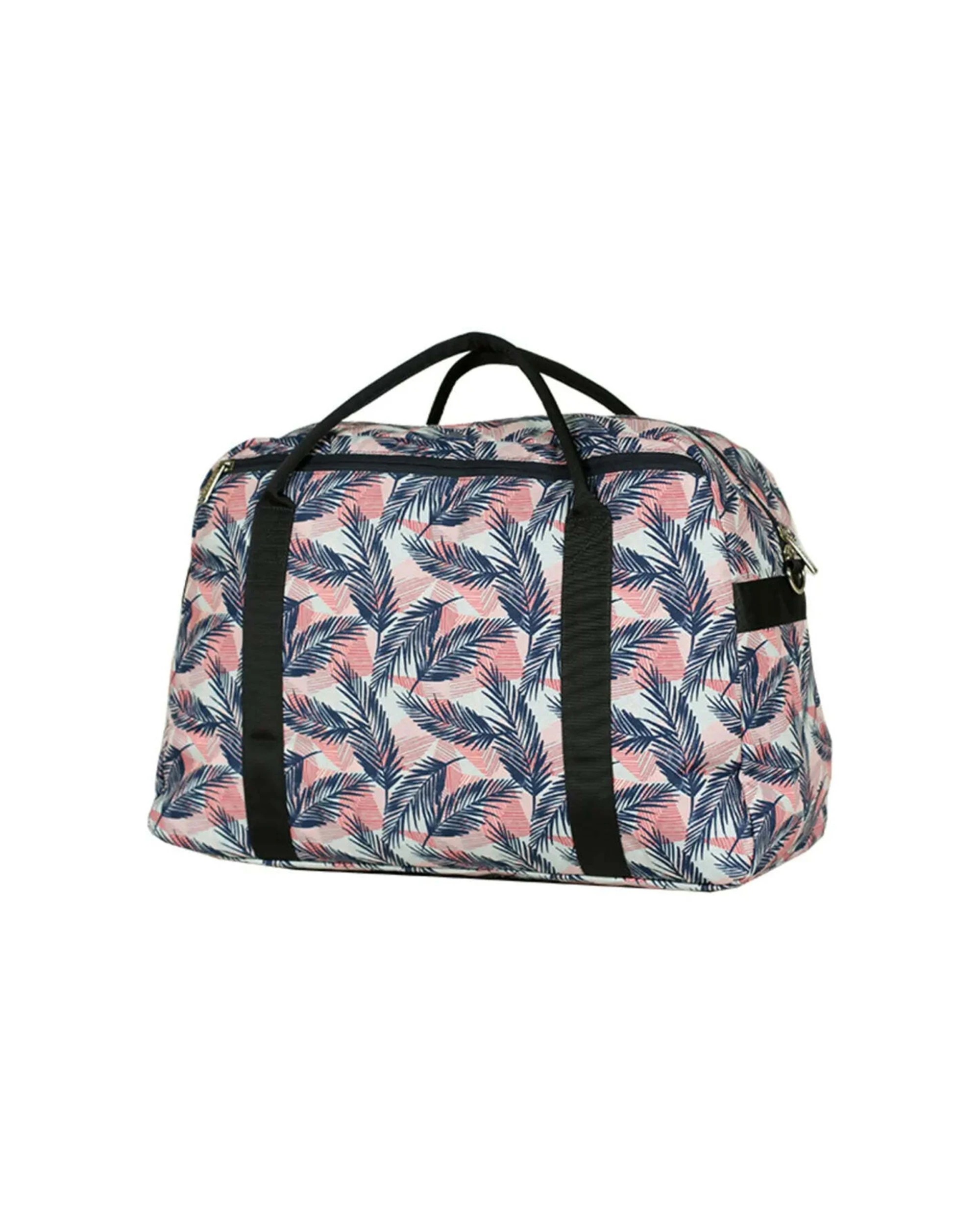 2 Tosca Luggage Fashion Tote Overnight Bag Spacious Design Three Smart Pockets Navy Coral Ferns - Multi, 2 of 2