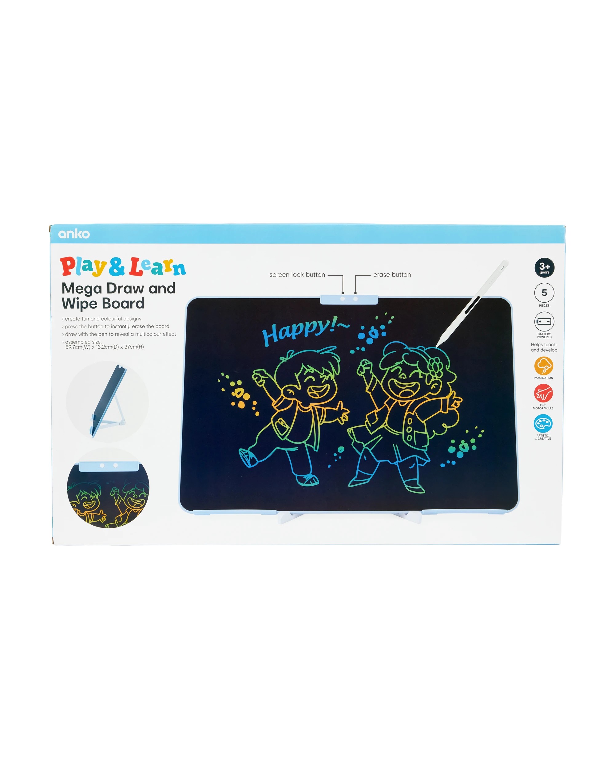 1 5 Piece Mega Draw and Wipe Board, 1 of 10