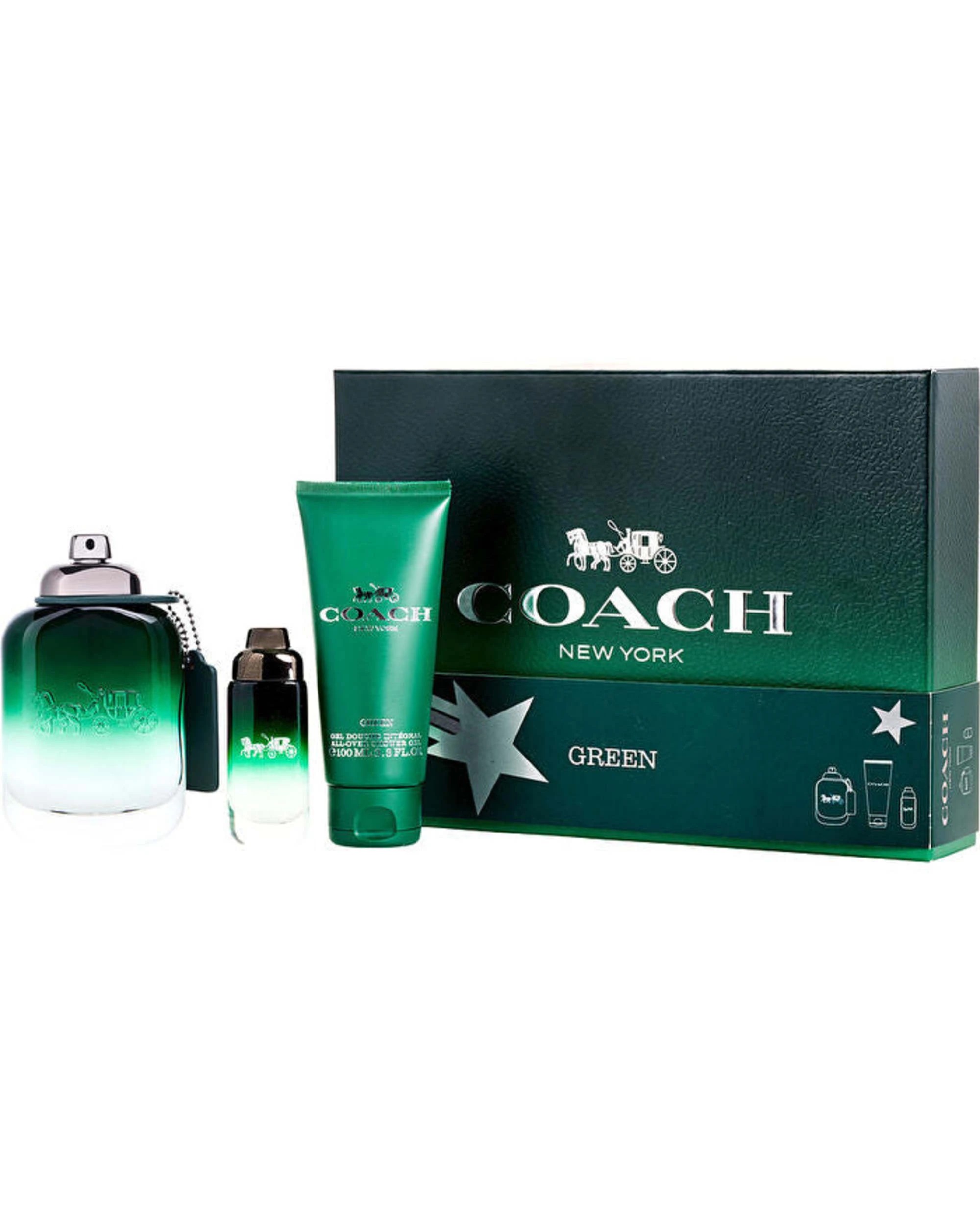 1 Coach Green Eau De Toilette Spray 100ml/3.3oz & Shower Gel 100ml/3.4oz & Eau De Toilette Spray 15ml/0.5oz, 1 of 1
