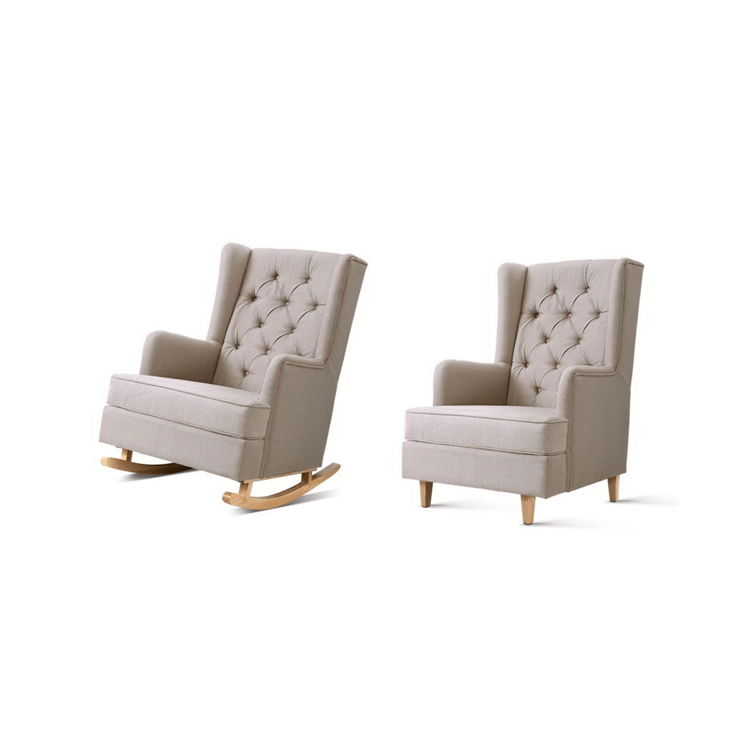 3 Artiss Rocking Chair Armchair Linen Fabric
 - white, 3 of 5