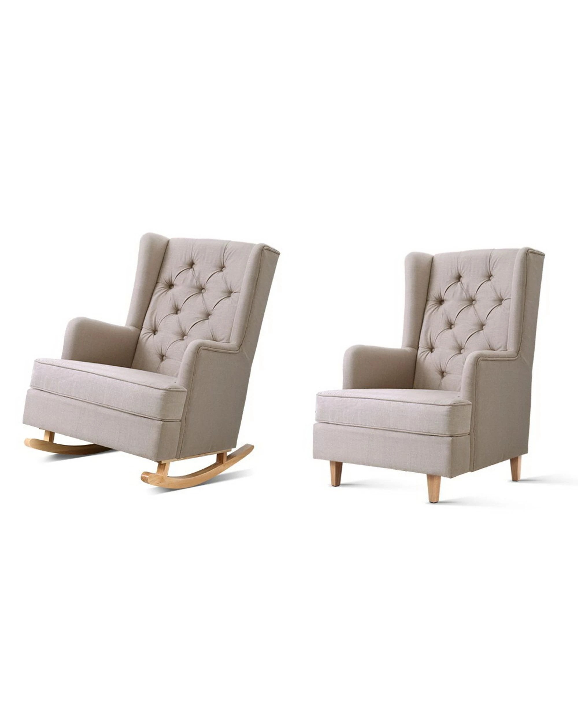 3 Artiss Rocking Chair Armchair Linen Fabric
 - White, 3 of 3