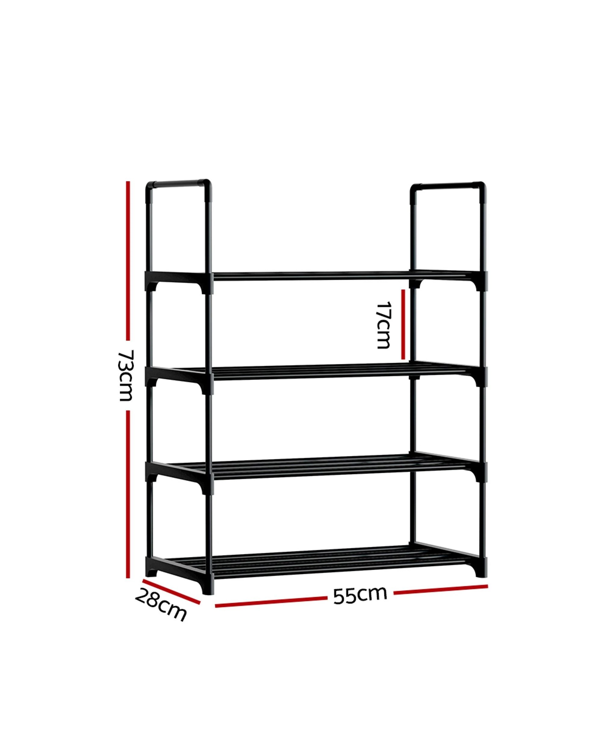 3 Artiss Shoe Rack Cabinet Stackable 4-Tier 12 Pairs Entryway Storage Organizer Easy Clean Sturdy Space Saving - Black, 3 of 8