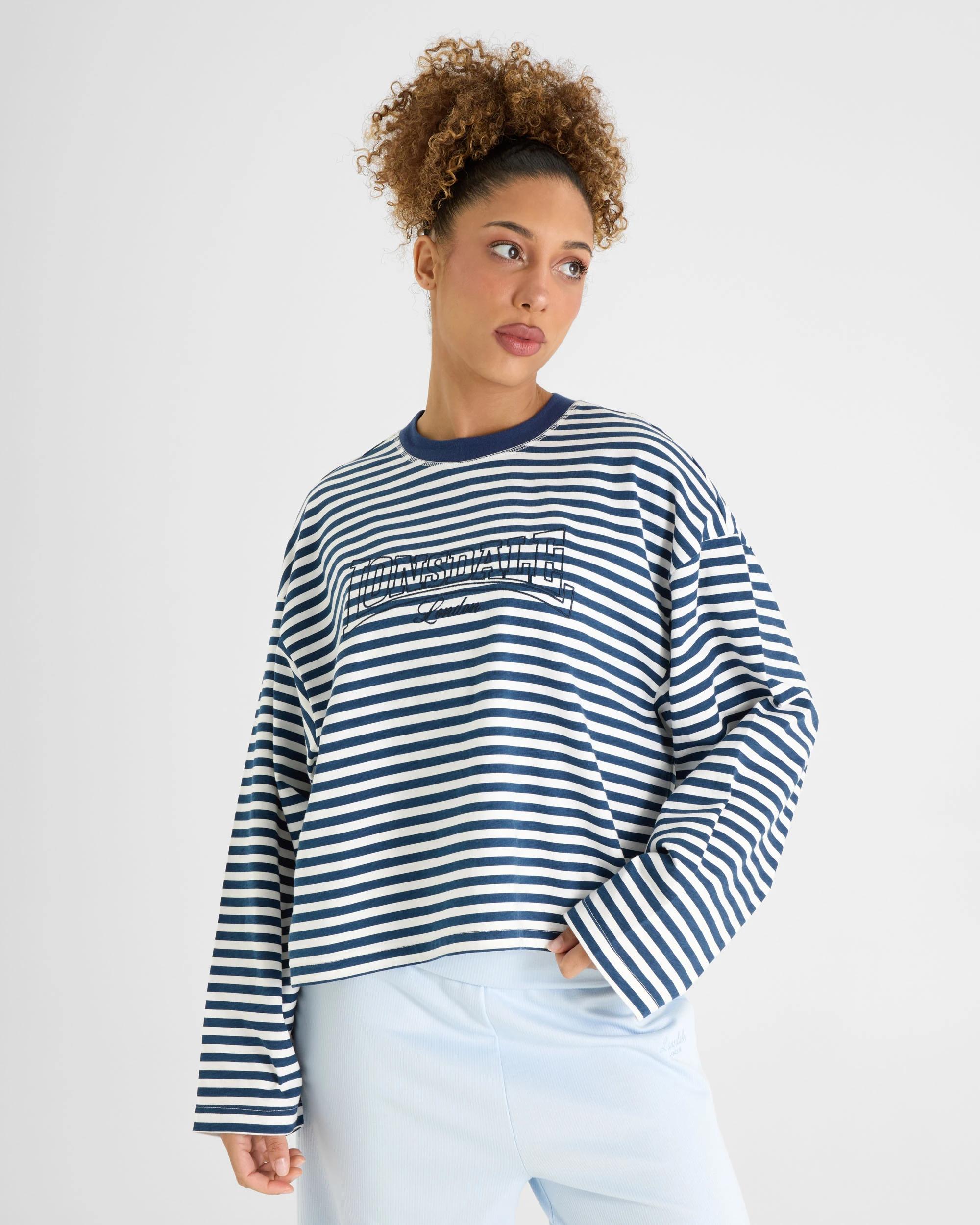 1 Lonsdale London Boyfriend Long Sleeve T-Shirt NAVY, 1 of 6