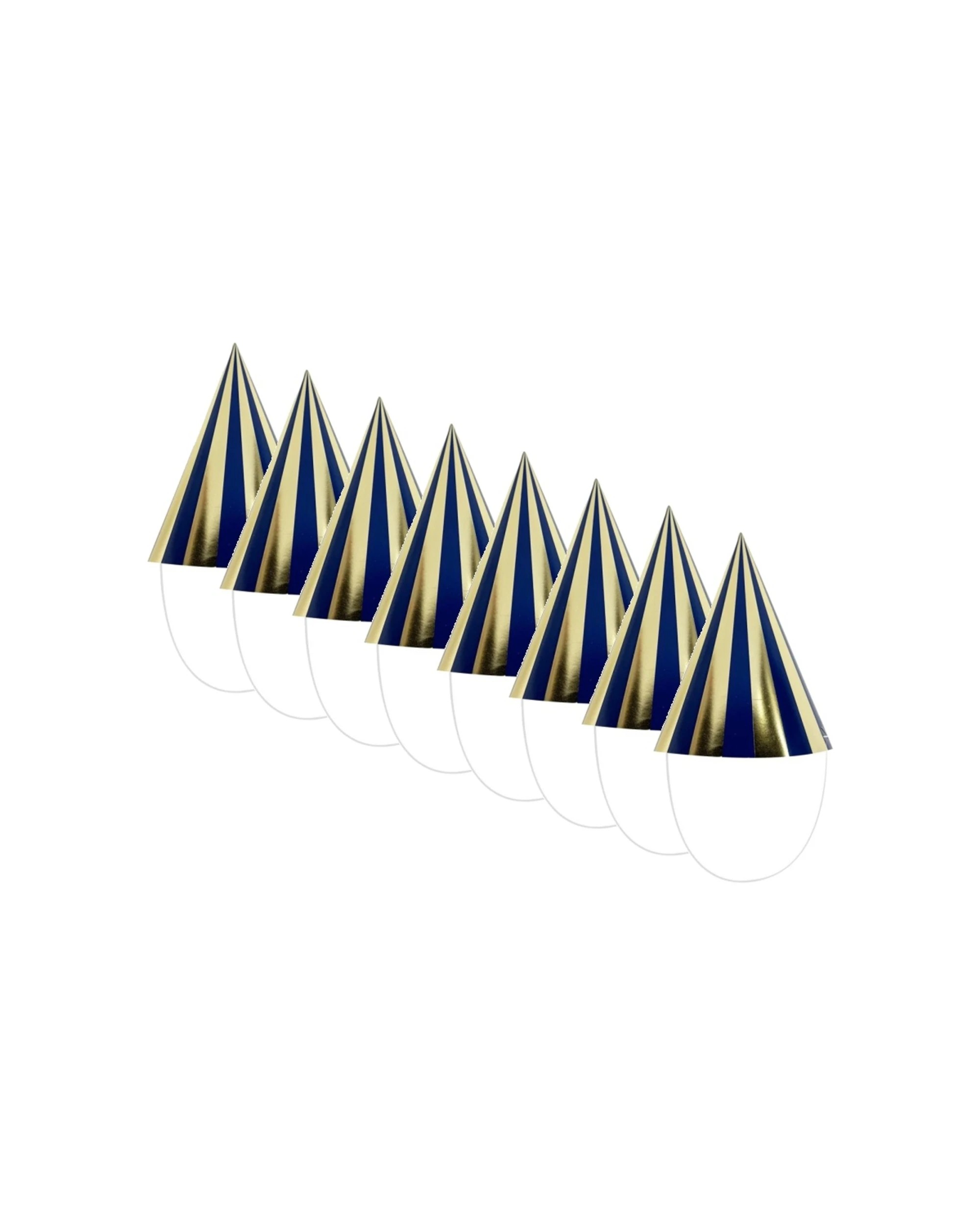 1 Party Maker 6pc Gingham Paper Cone Hat Attire Accessory - Blue, 1 of 2