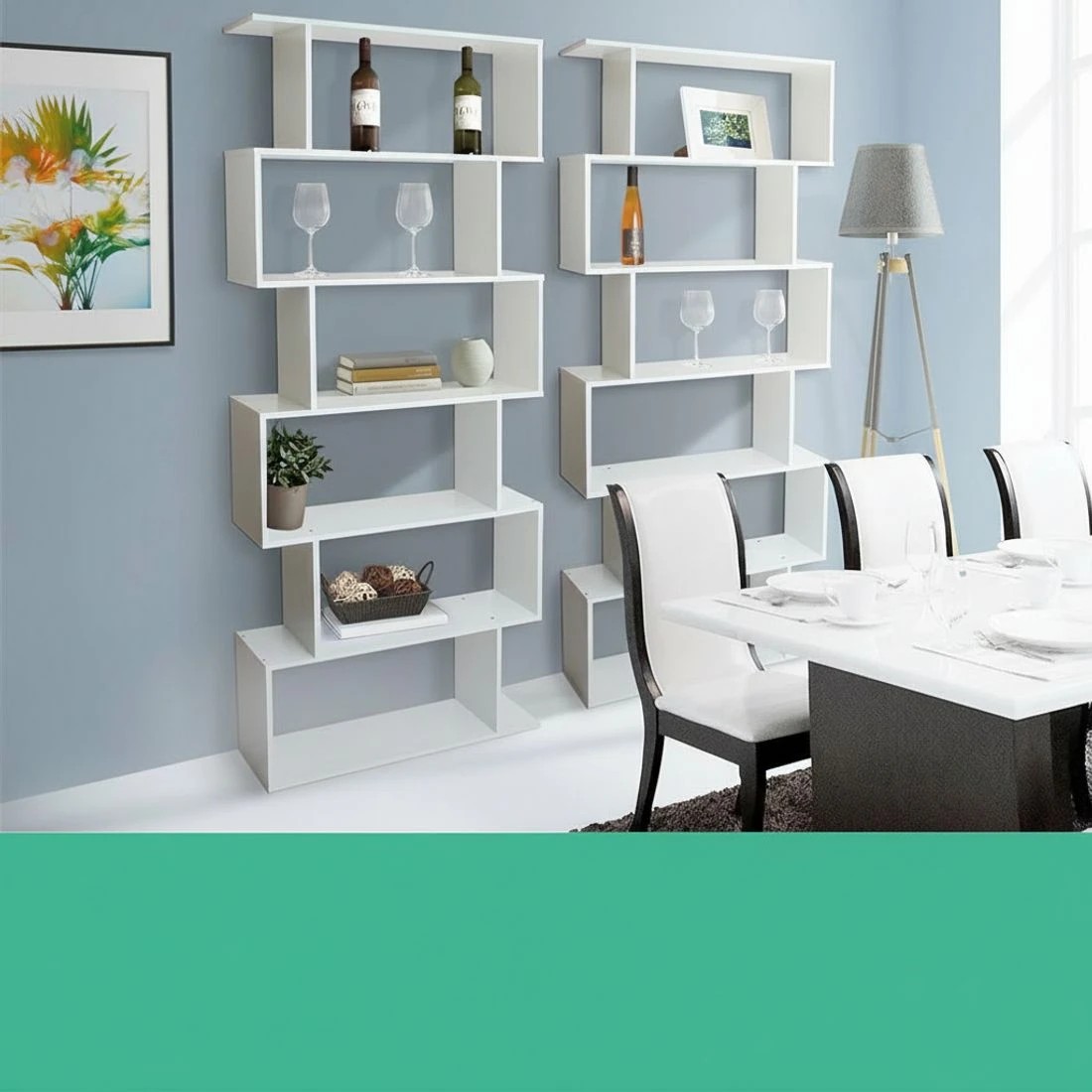 4 Artiss Bookshelf 6 Tiers - White, 4 of 6