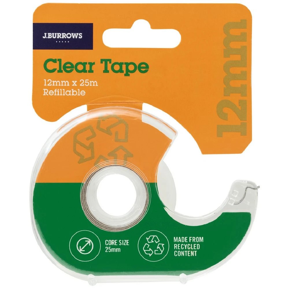 1 J.Burrows Clear Tape with Dispenser 12mmX25m, 1 of 2