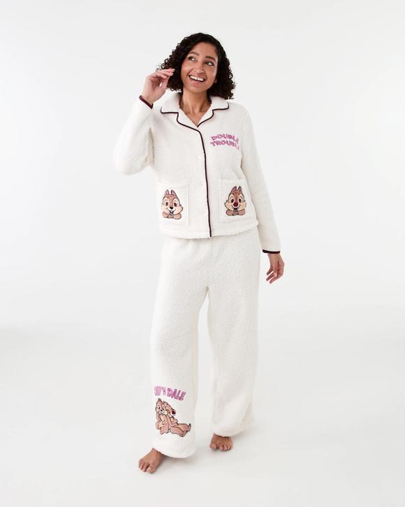 Chip and Dale License Fleece Button Through Pyjama Set