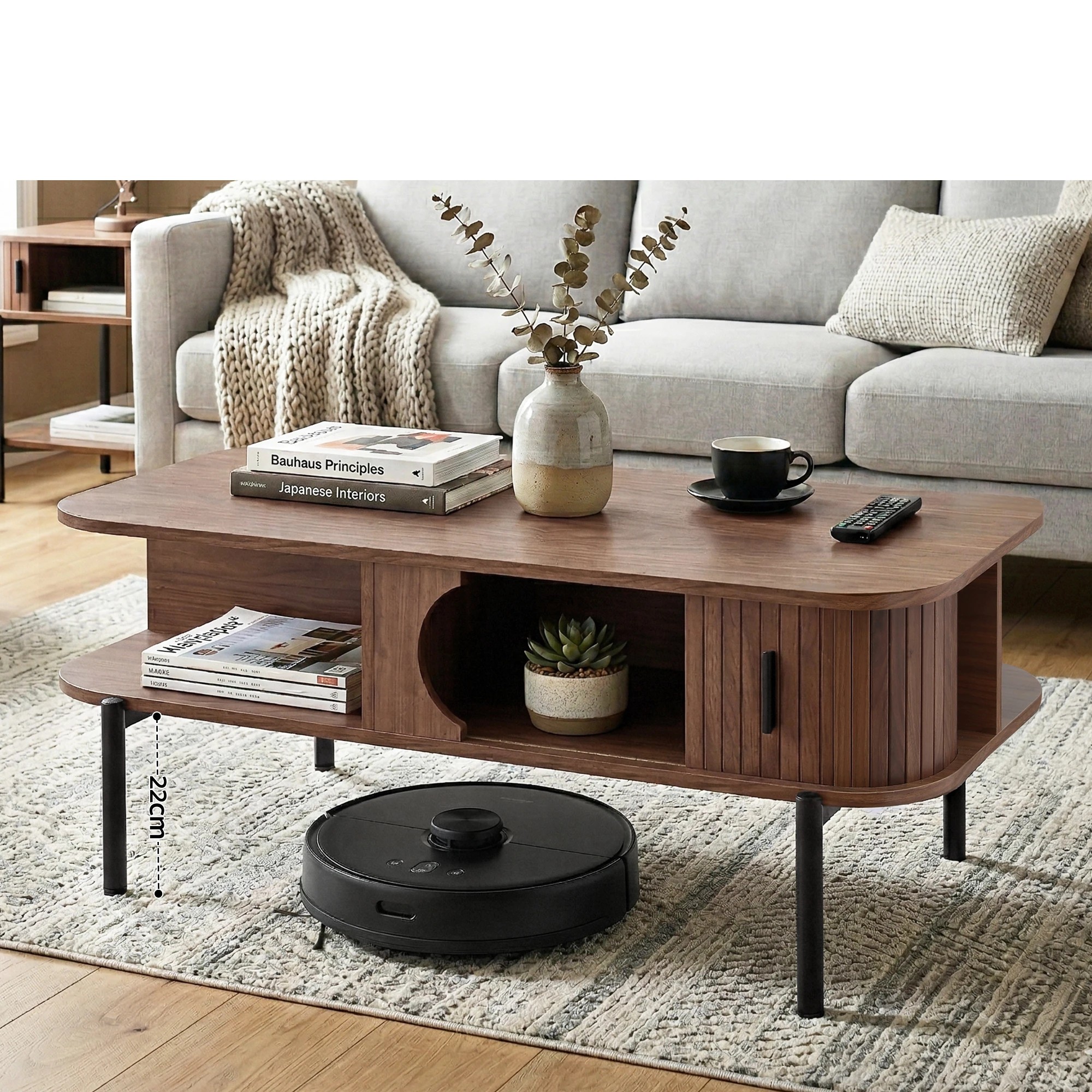 5 Artiss Coffee Table Living Room Center Table Shelf Cabinet - Natural, 5 of 9