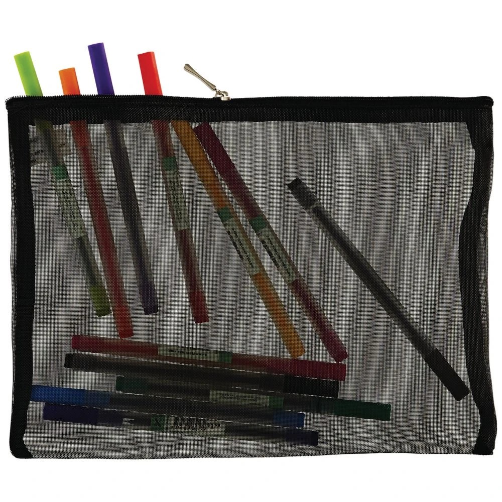 2 Otto Flat Mesh Oversized Pencil Case Black, 2 of 3