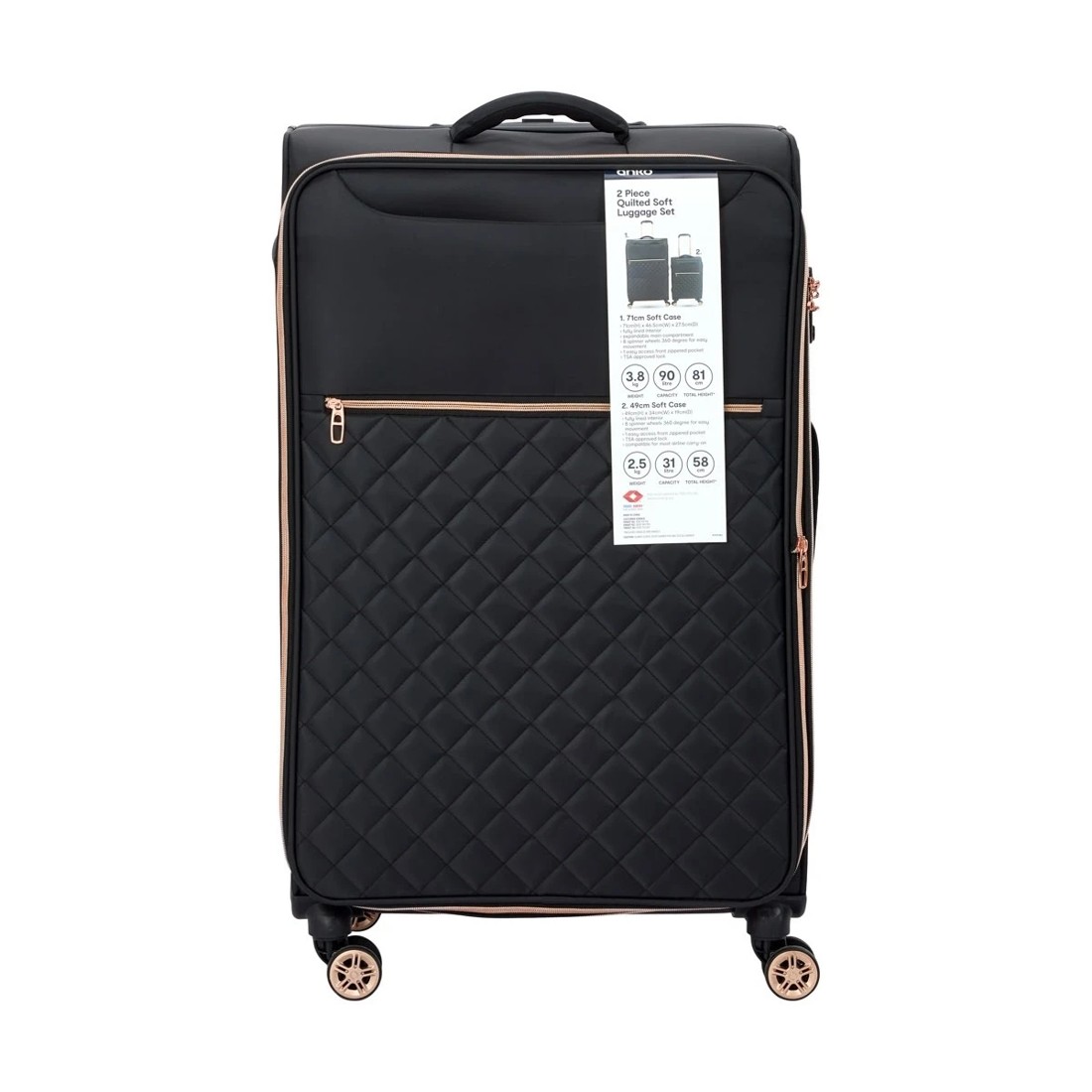 9 2 Piece Quilted Soft Luggage Set, 9 of 9