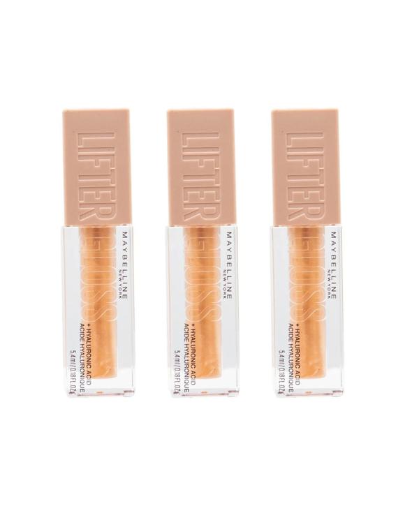 Maybelline LifterGloss Hydrating Shine Lip Gloss 3PK 5.4ml Glossy Finish Sun 20 - Pink
