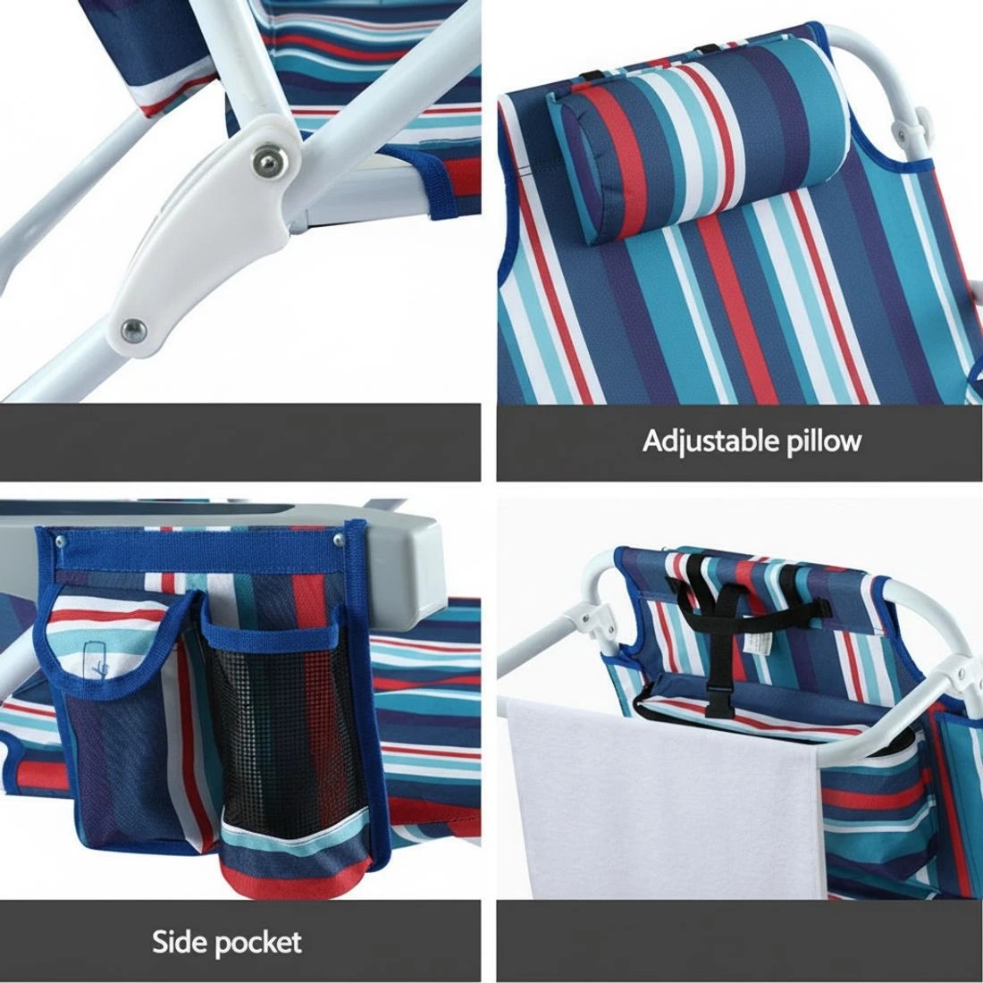 5 Gardeon Outdoor Chairs Beach Chair Backpack Cooler Storage Lightweight Fishing - Multi, 5 of 6