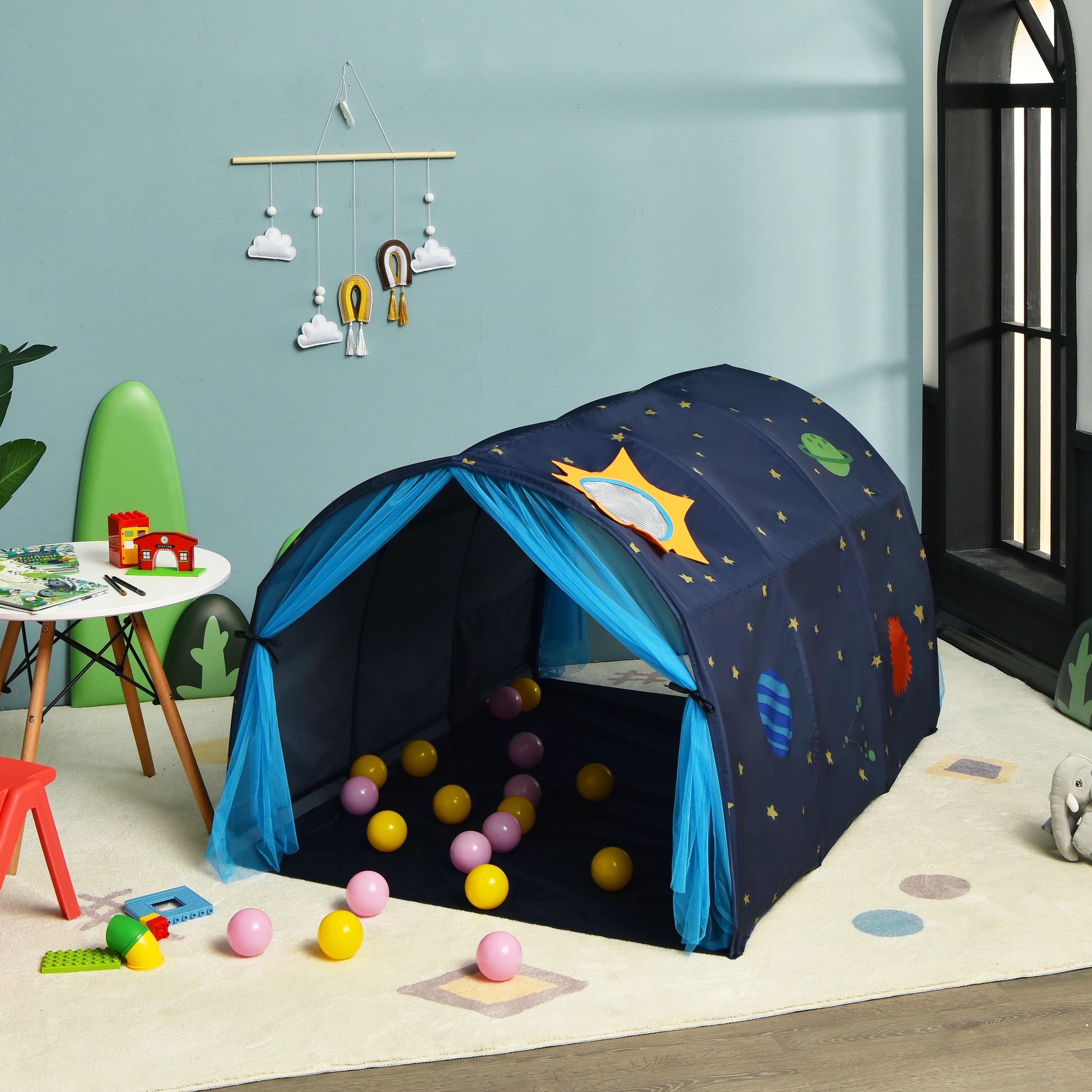 3 Costway Bed Tent Portable Playhouse w/Mosquito Net 1.4x1M, 3 of 5
