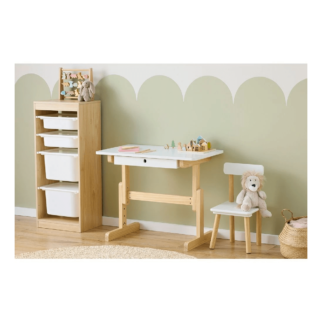 5 Kadink Tall Storage Unit with 3 Large Tubs and Lids Oak, 5 of 5