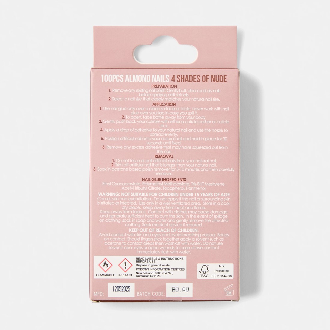 2 OXX Cosmetics 100 Pack Artificial Nails with Adhesive - Almond Shape, Nude, 2 of 5