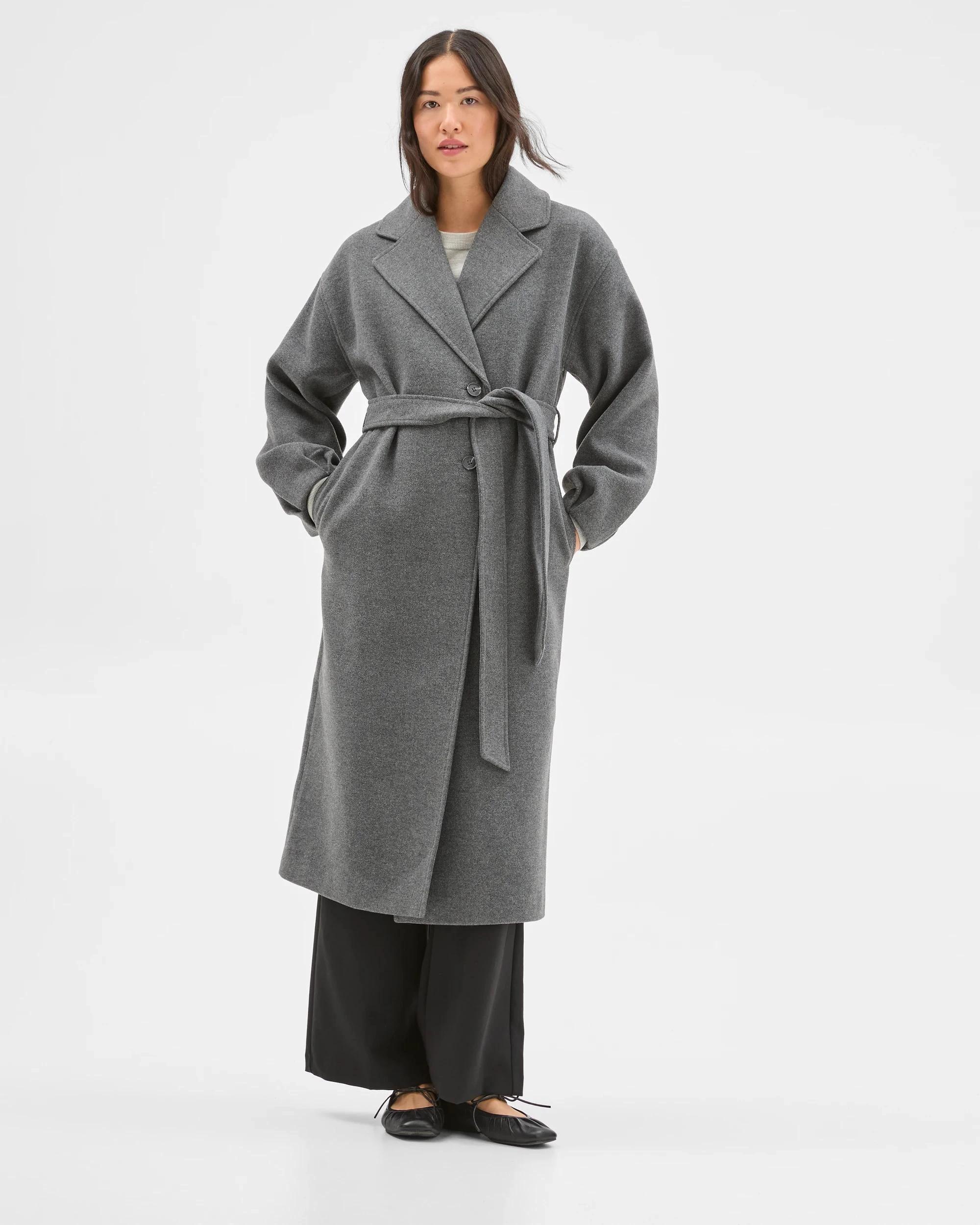 1 Preview Wrap Belted Coat CHARCOAL MARLE, 1 of 7