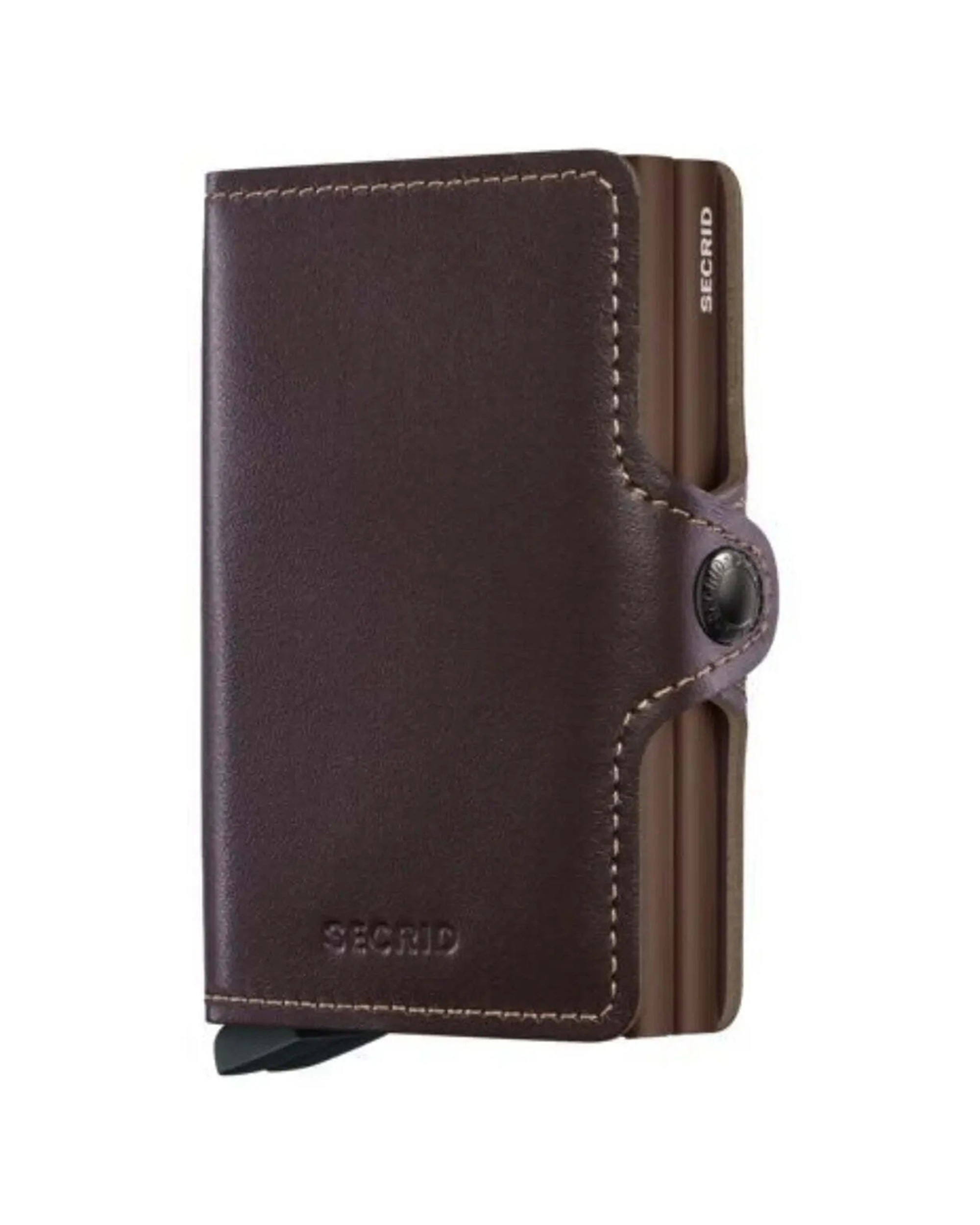 1 Secrid Twinwallet Compact RFID Wallet Original Chocolate Aluminium Leather - Brown, 1 of 5