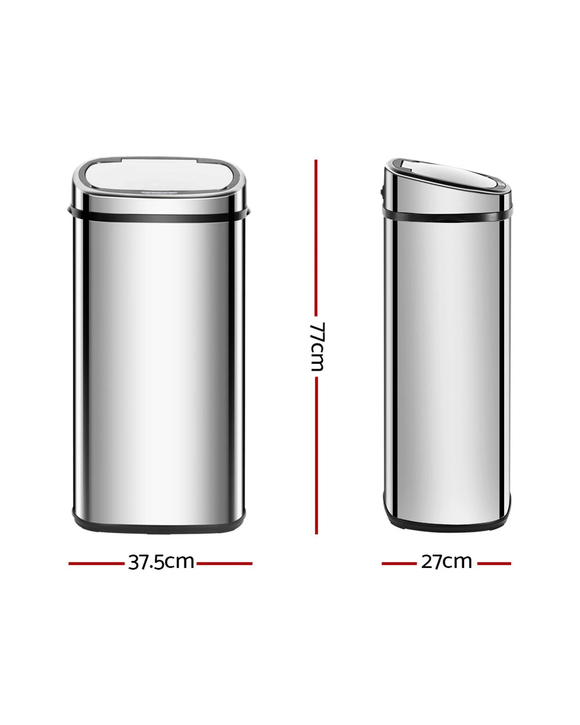 2 Devanti 68L Motion Sensor Bin Rubbish Automatic - Silver, 2 of 7