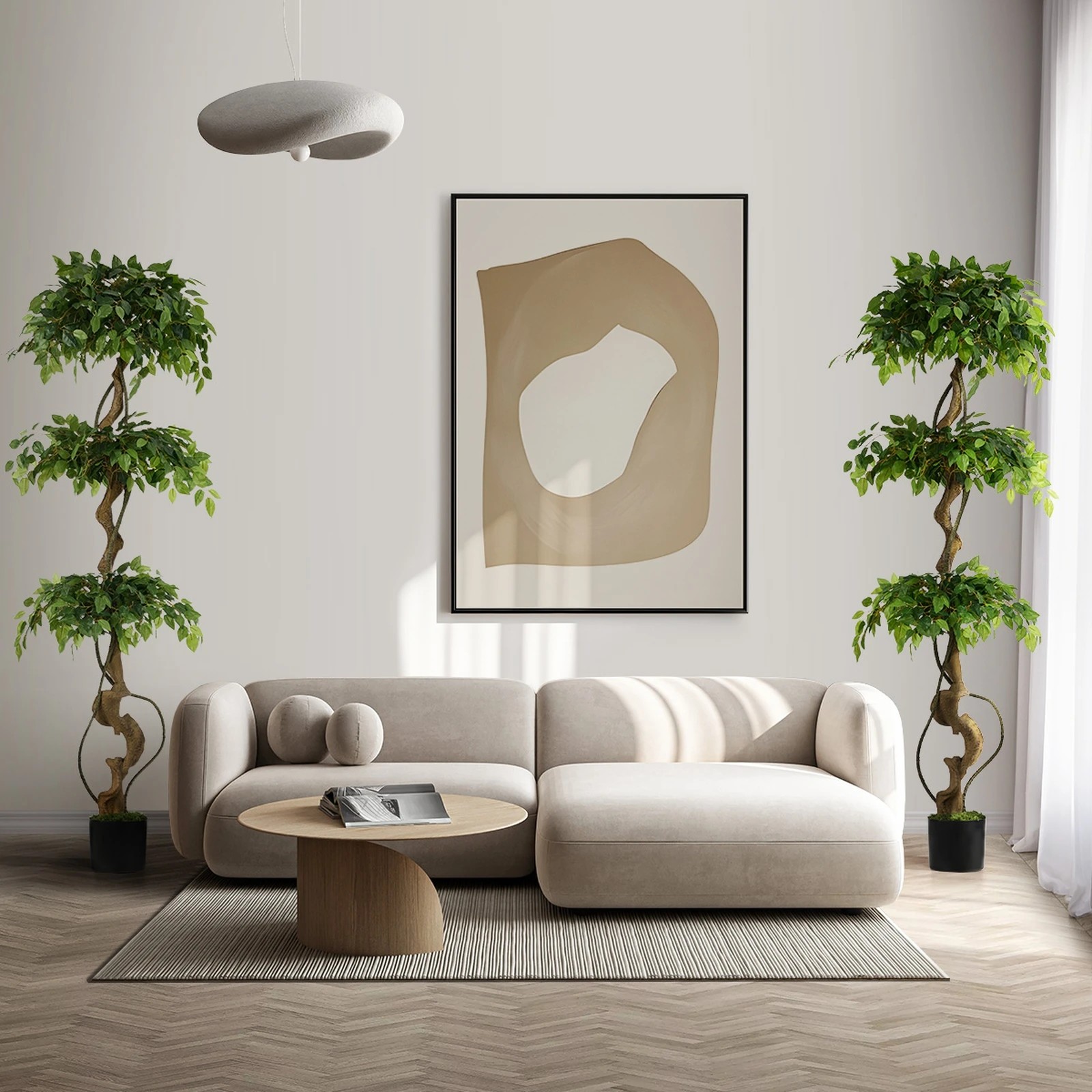 4 Livsip 2PCS Artificial Ficus Tree 180cm Large Twisted Ficus - Green, 4 of 10