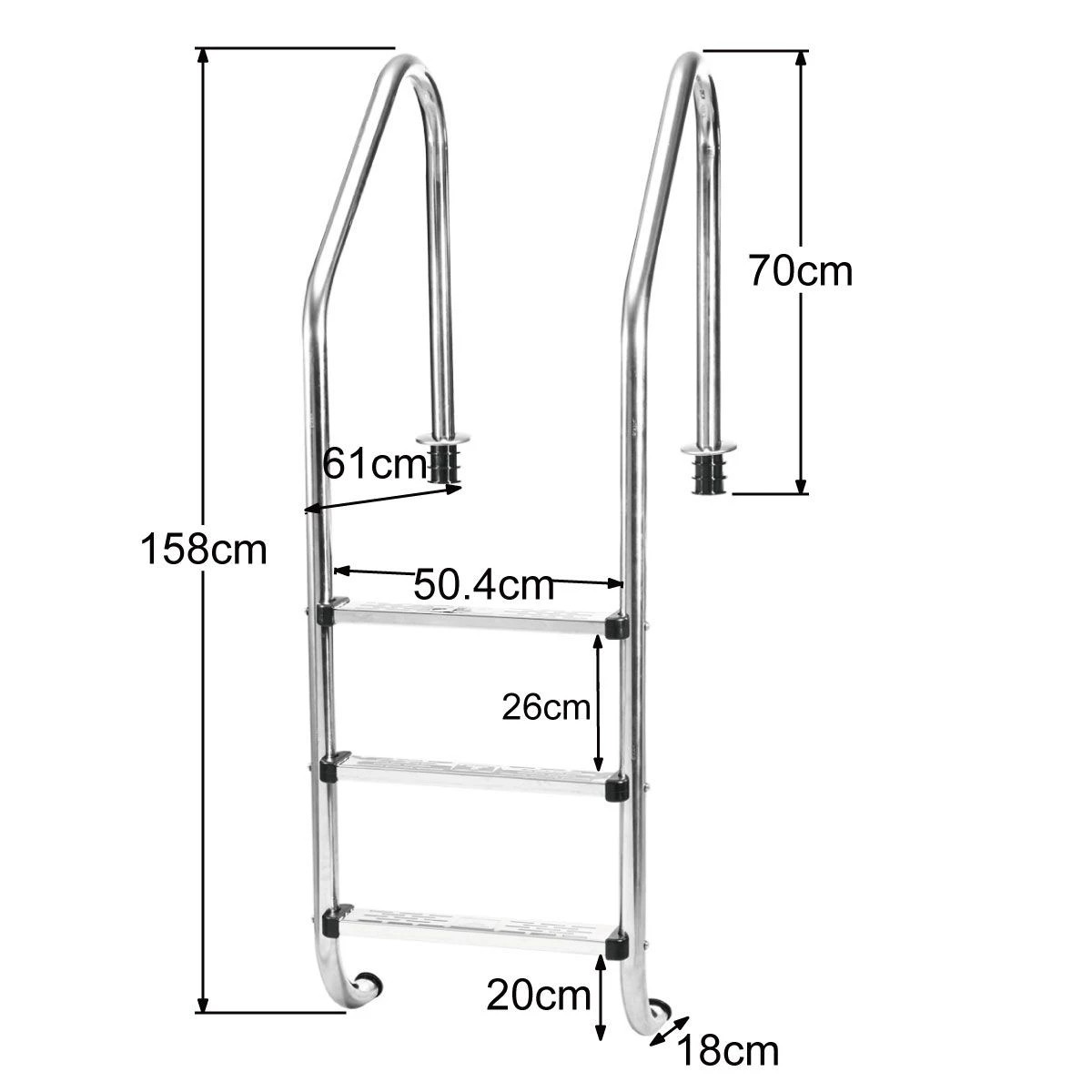 6 Ausway 3 Step In-Ground Swimming Pool Ladder, 6 of 9