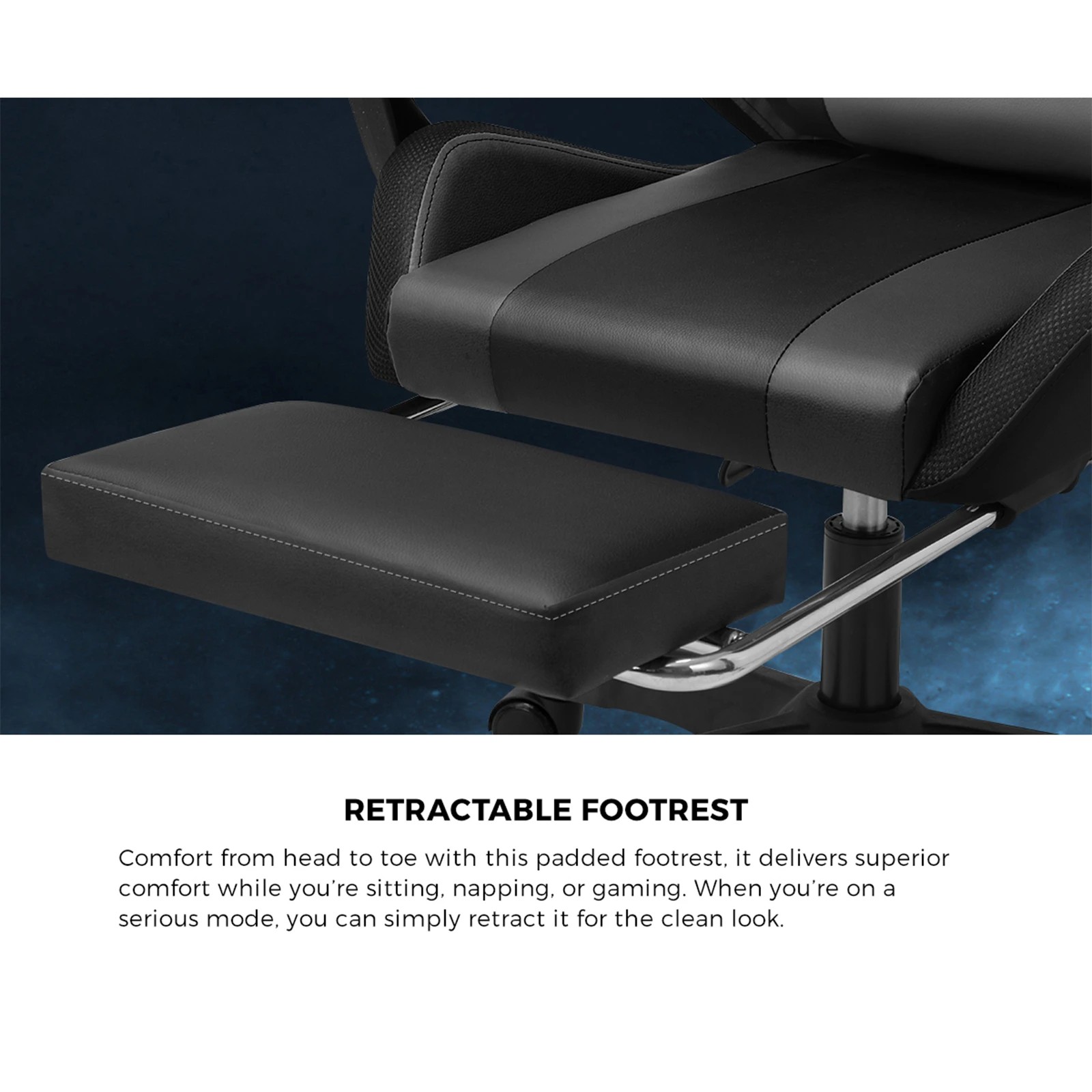 7 Oikiture 8-points Massage Gaming Chair Led
 - Black, 7 of 10