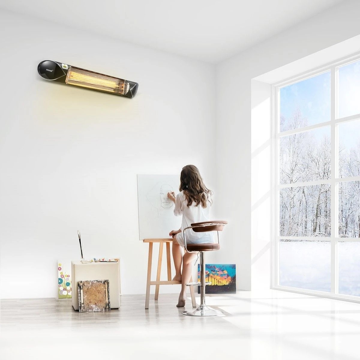 2 Maxkon 2500W Carbon Fibre Infrared Heater Instant Heat, 2 of 3
