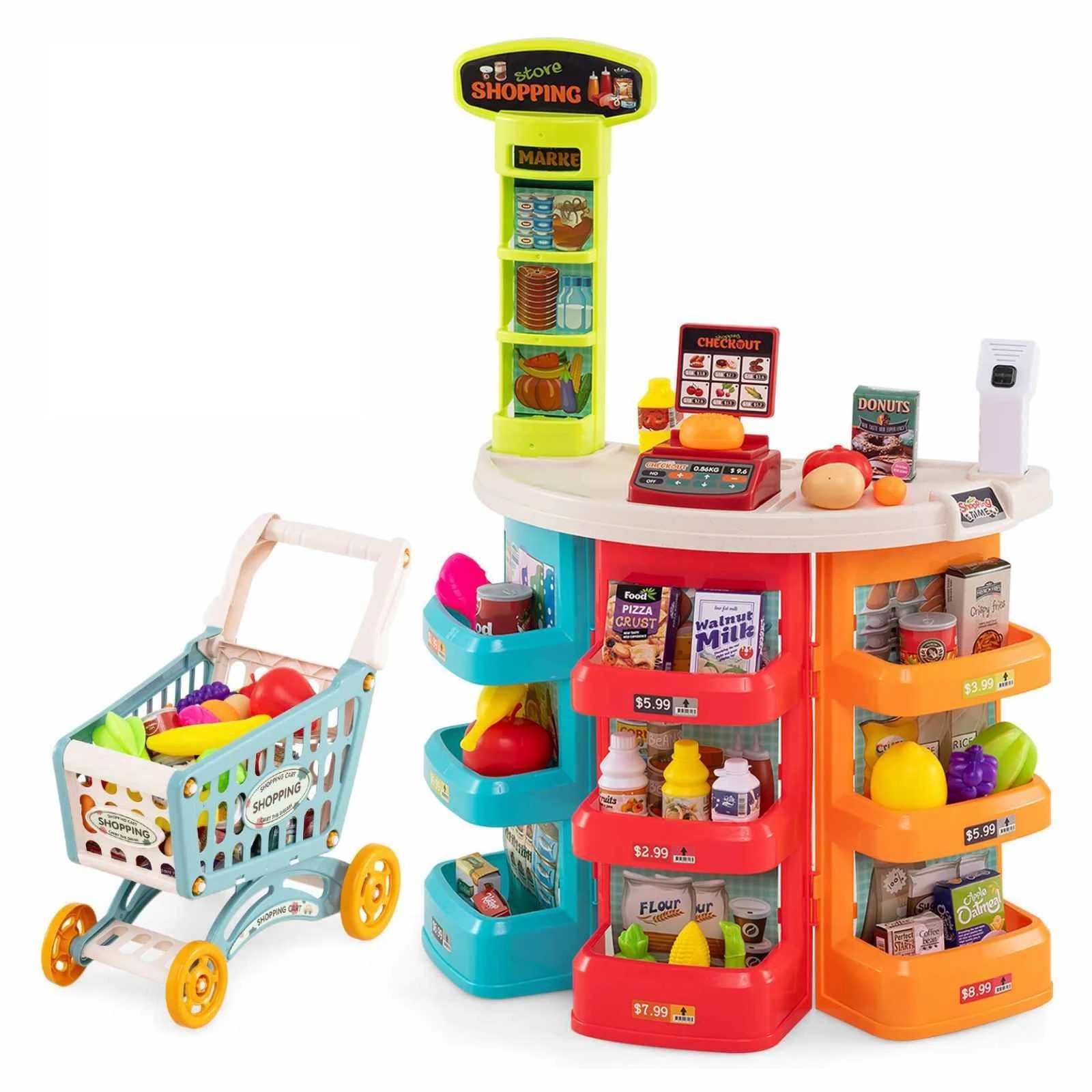 1 Costway 76PCS Supermarket Playset Pretend Play Grocery Store, 1 of 1
