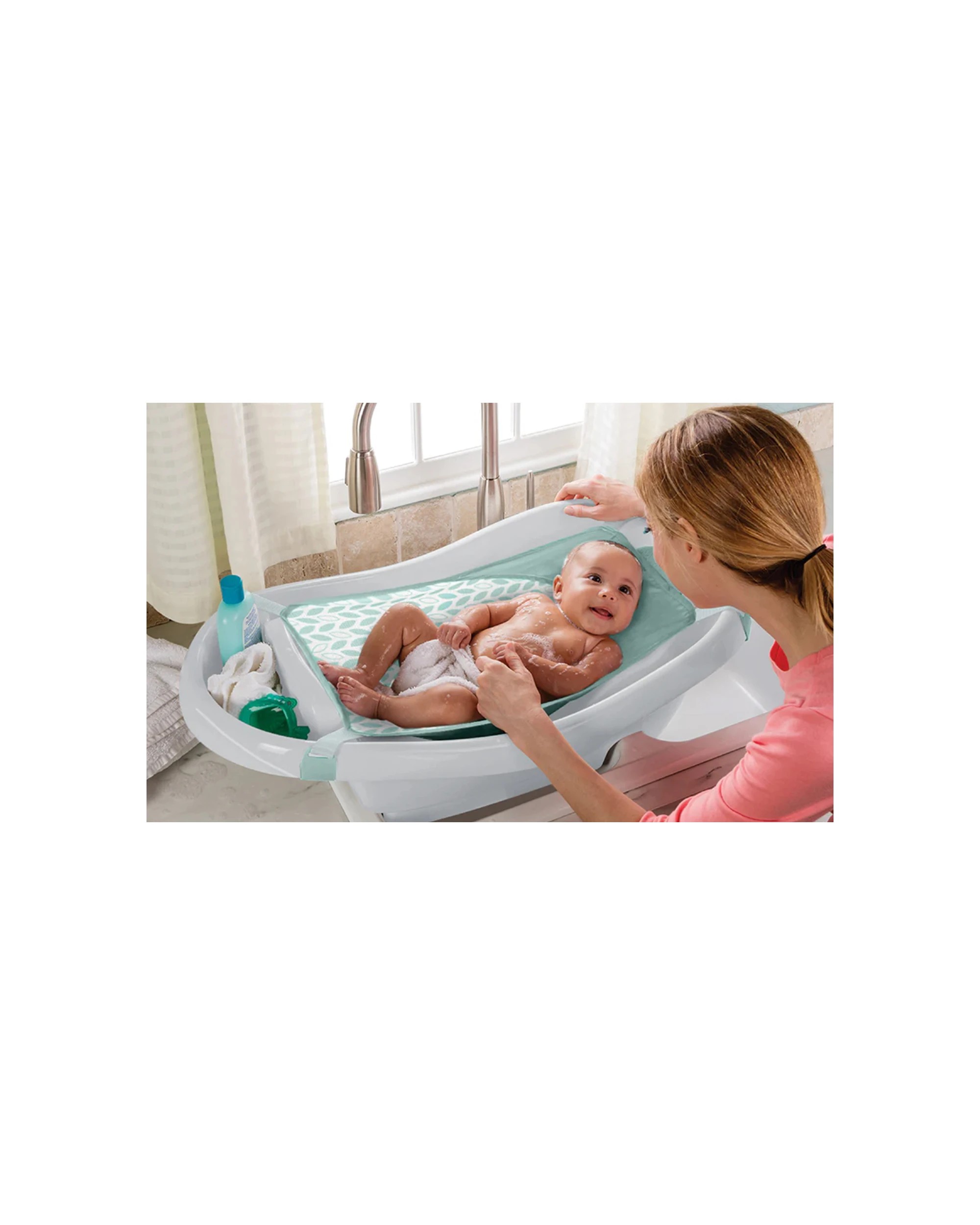 6 Ingenuity Comfy Clean Deluxe Baby Bath Tub Soft Fabric Sling 0-24 Months - White, 6 of 6