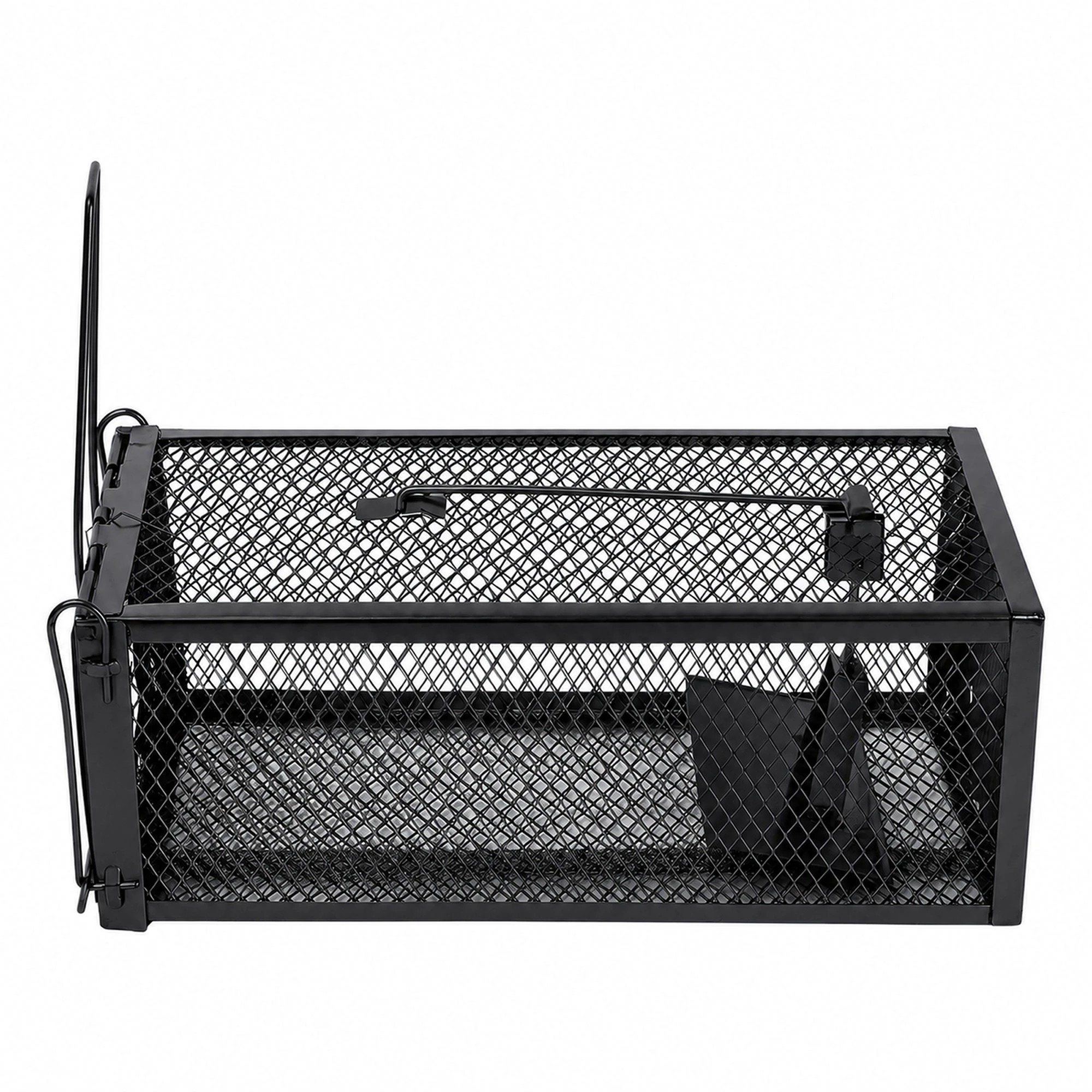 6 Toque Mouse Trap Humane Live Catch Rat Cage Reusable Zinc Iron Garage Black 2pc, 6 of 8