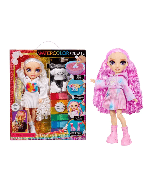 Rainbow High Watercolor & Create Theme Doll - Purple Eyes