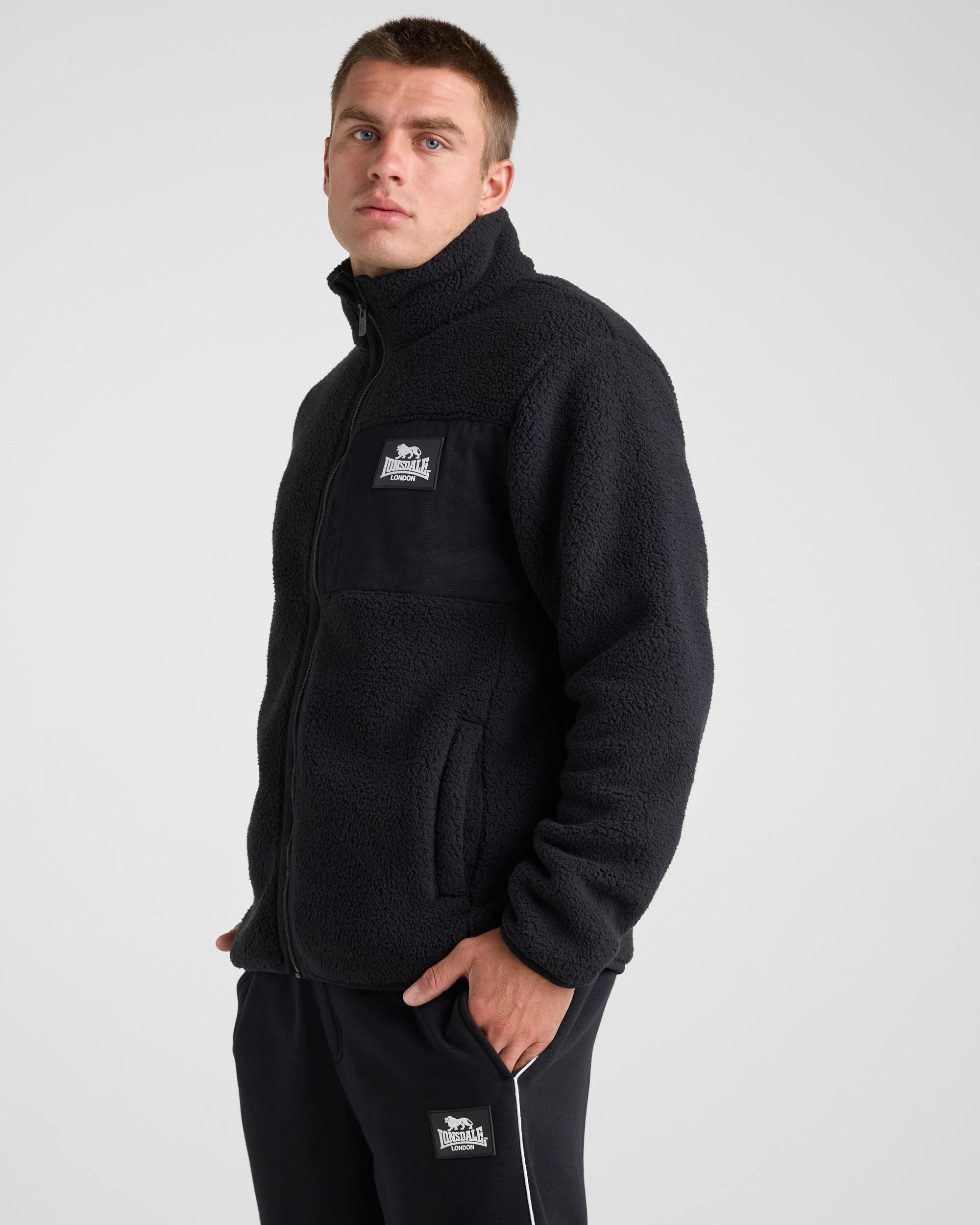 2 Lonsdale London Lonsdale Men’s Sherpa Zip Thru Jacket BLACK, 2 of 4