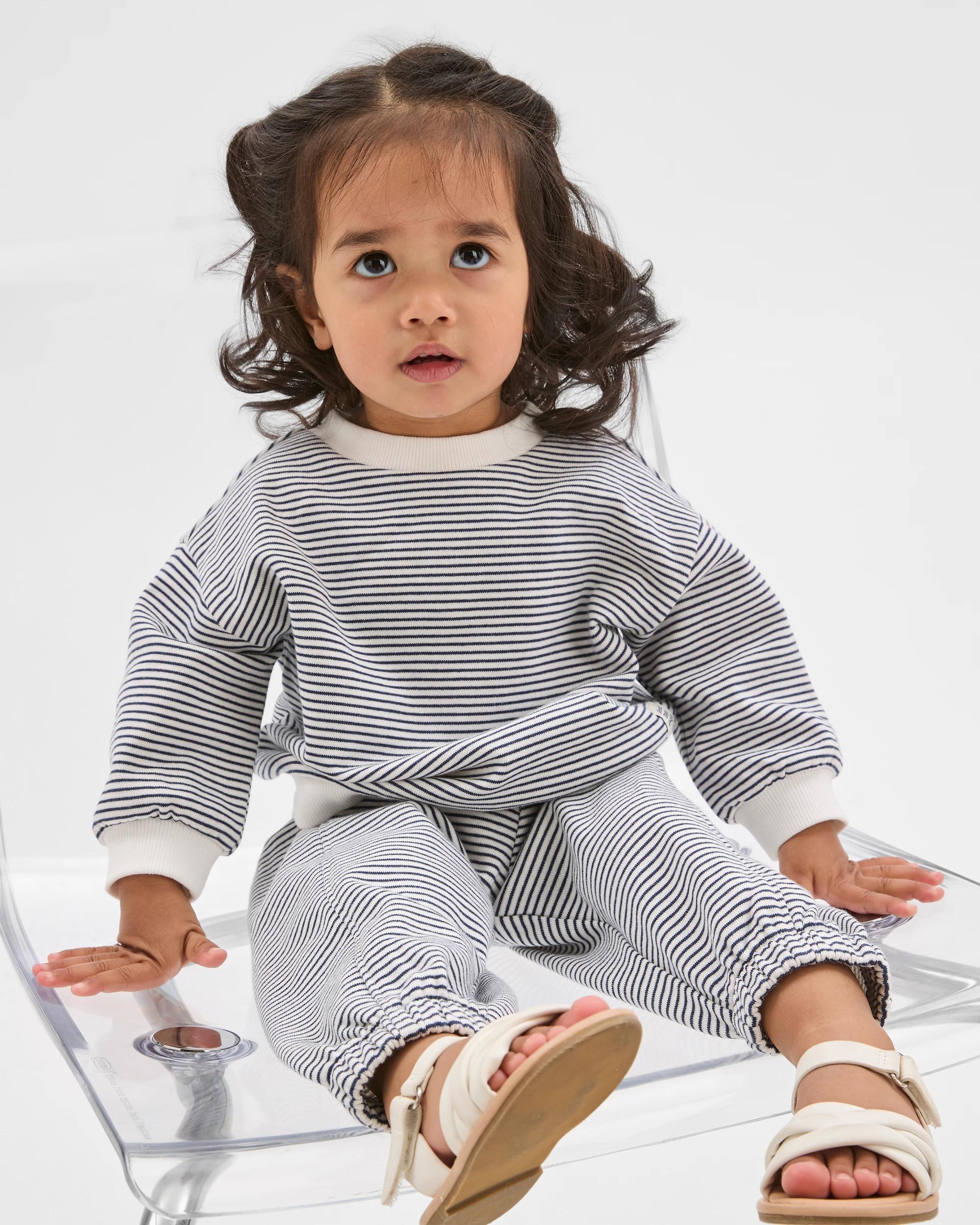 2 Target Baby Organic Cotton Striped Trackpants BLACK IRIS GARDENIA, 2 of 5
