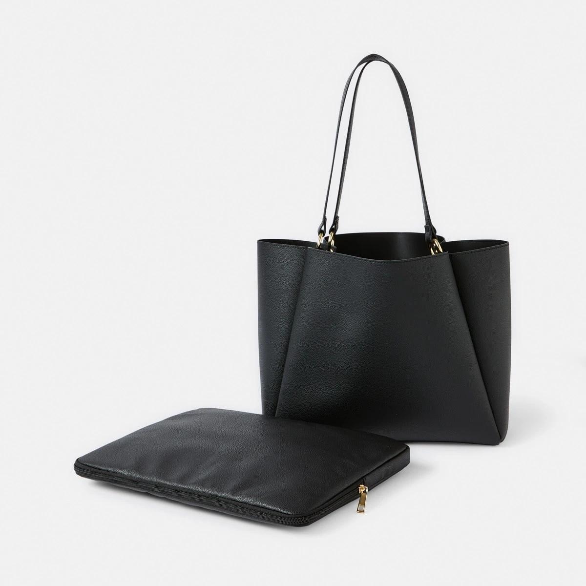 1 PU Tote Bag BLACK, 1 of 6